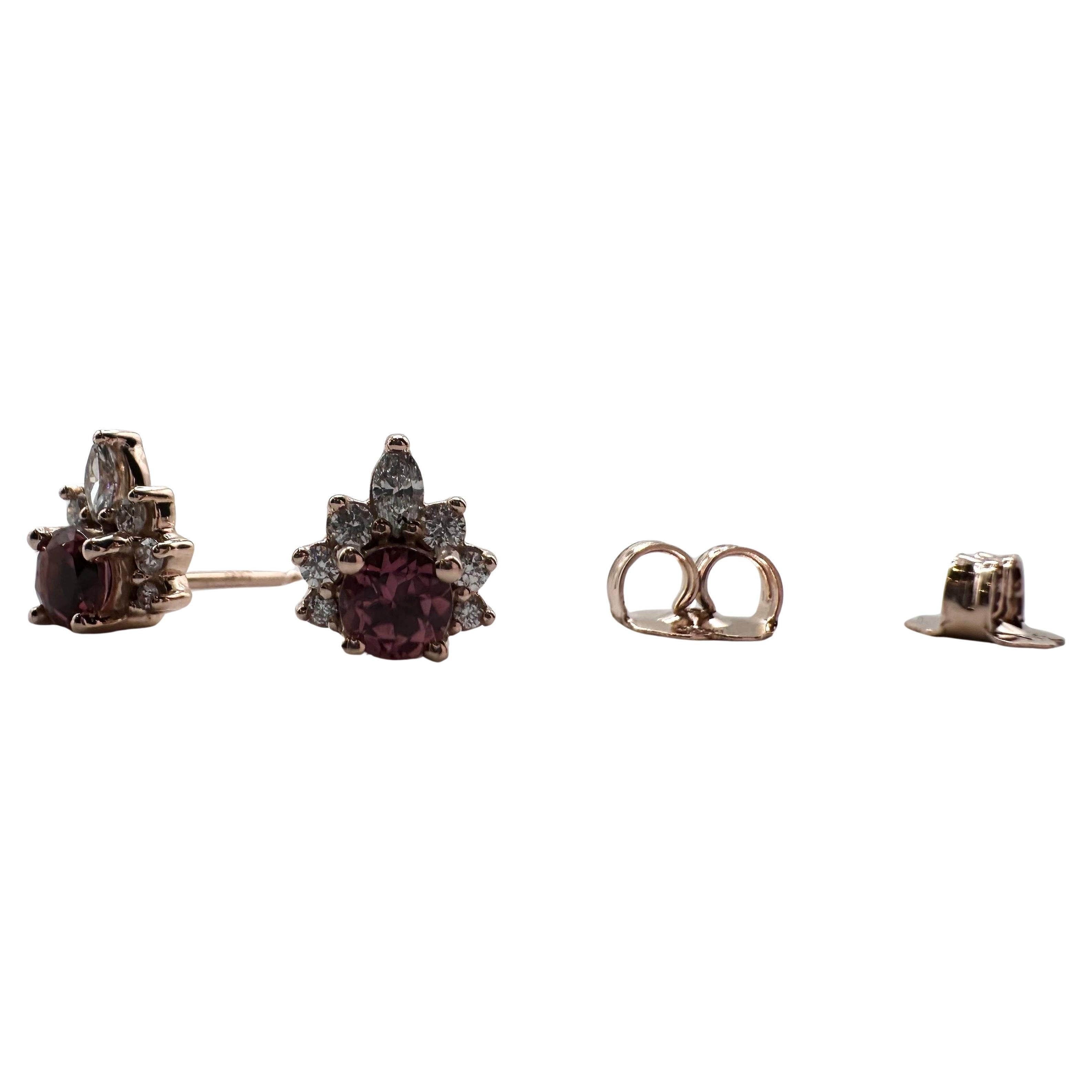 Orecchini con tormalina 3mm e diamanti naturali in oro 14KT