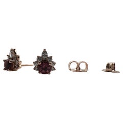 Clous d'oreilles en or 14 carats avec tourmaline taille 3 mm et diamants naturels