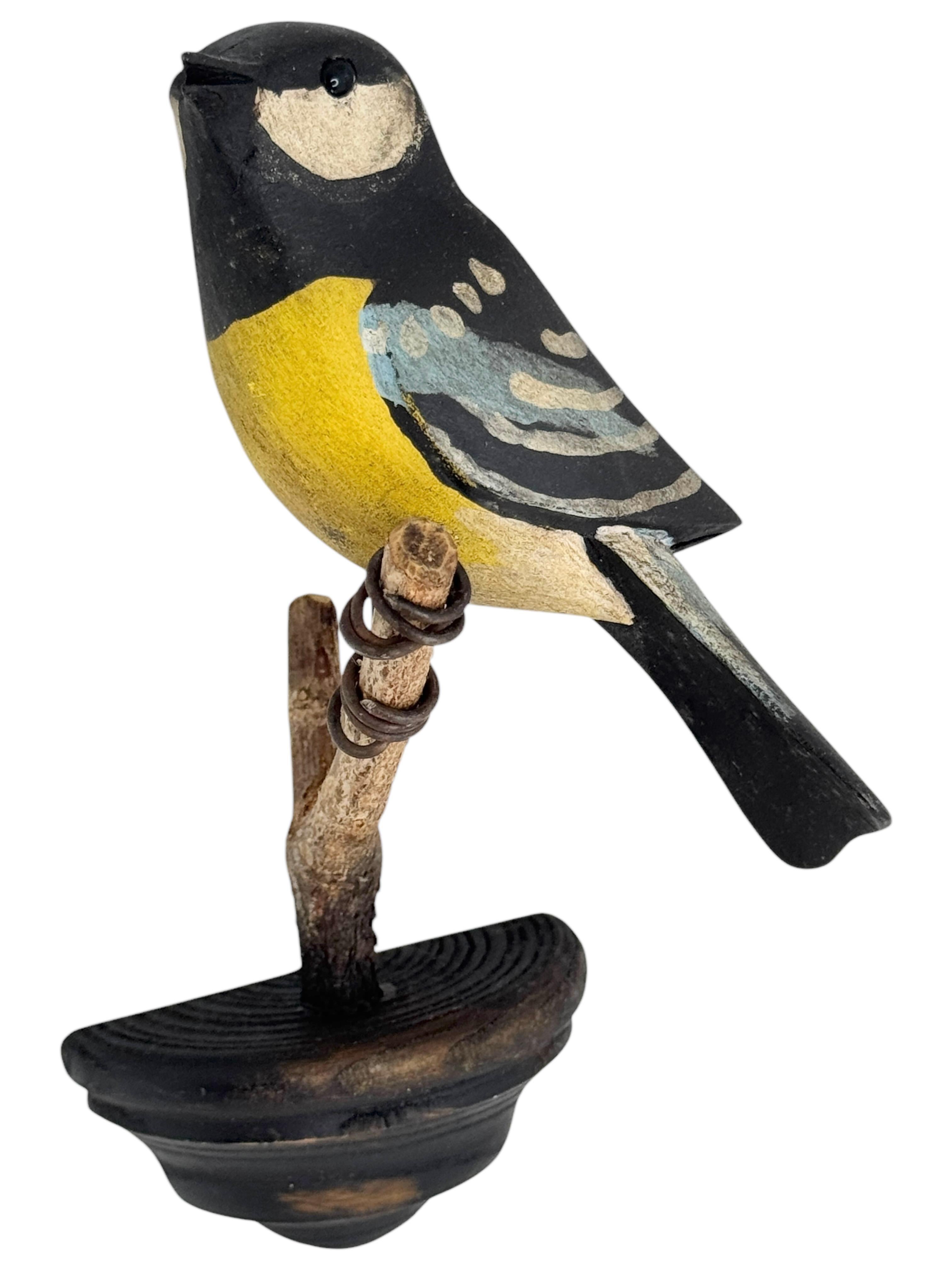Cute Vichtauer Hand geschnitzt Wood Bird Black Forest Volkskunst Österreich 1890s 3
