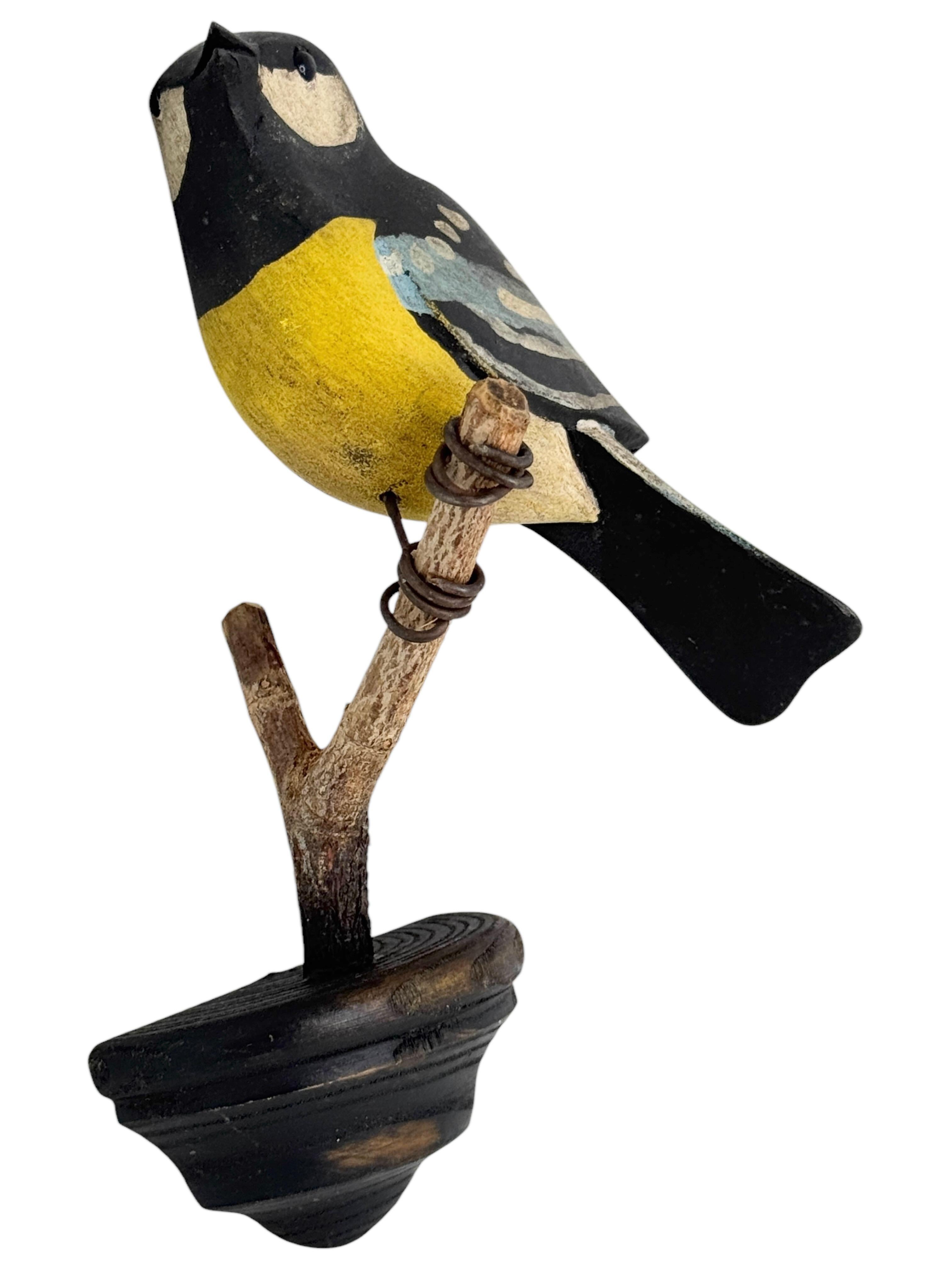 Cute Vichtauer Hand geschnitzt Wood Bird Black Forest Volkskunst Österreich 1890s 4