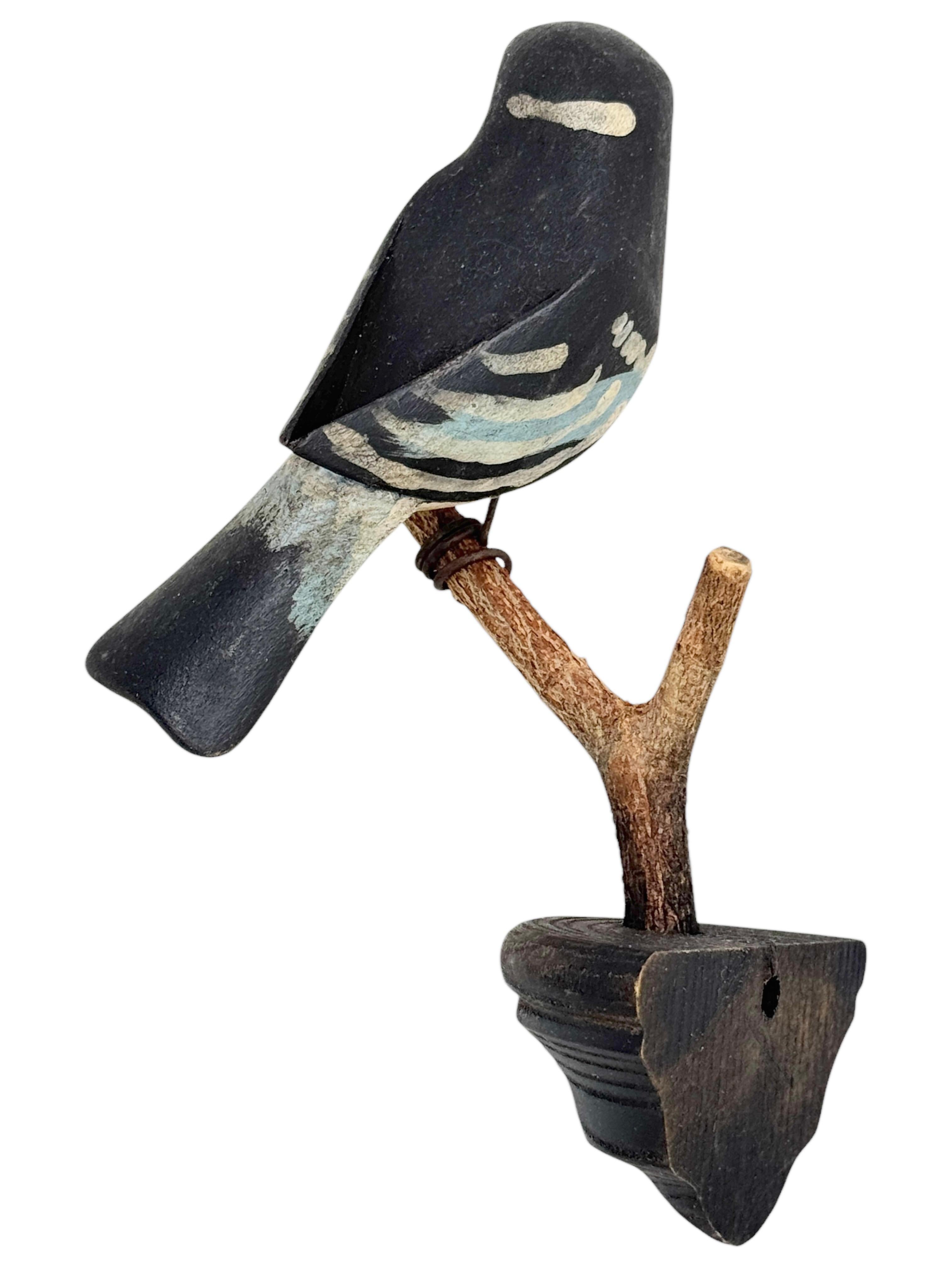 Cute Vichtauer Hand geschnitzt Wood Bird Black Forest Volkskunst Österreich 1890s 6