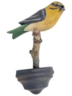 Cute Vichtauer Hand Carved Wood Bird Black Forest Folk Art Austria 1890s