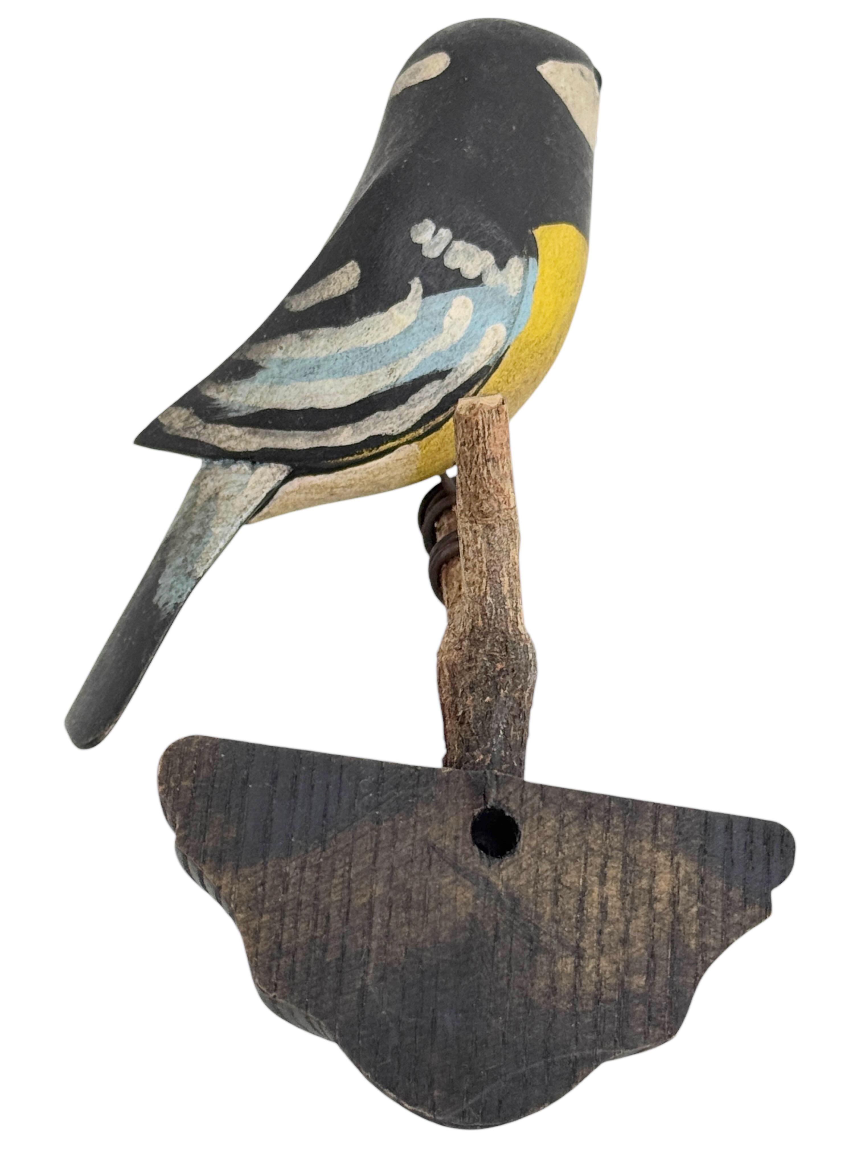 Cute Vichtauer Hand geschnitzt Wood Bird Black Forest Volkskunst Österreich 1890s 1