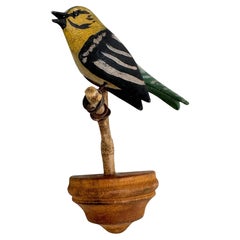 Cute Vichtauer Hand Carved Wood Bird Black Forest Folk Art Austria 1890s