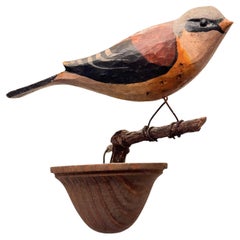 Cute Viechtauer Hand Carved Wood Bird Black Forest Folk Art Austria 1900s