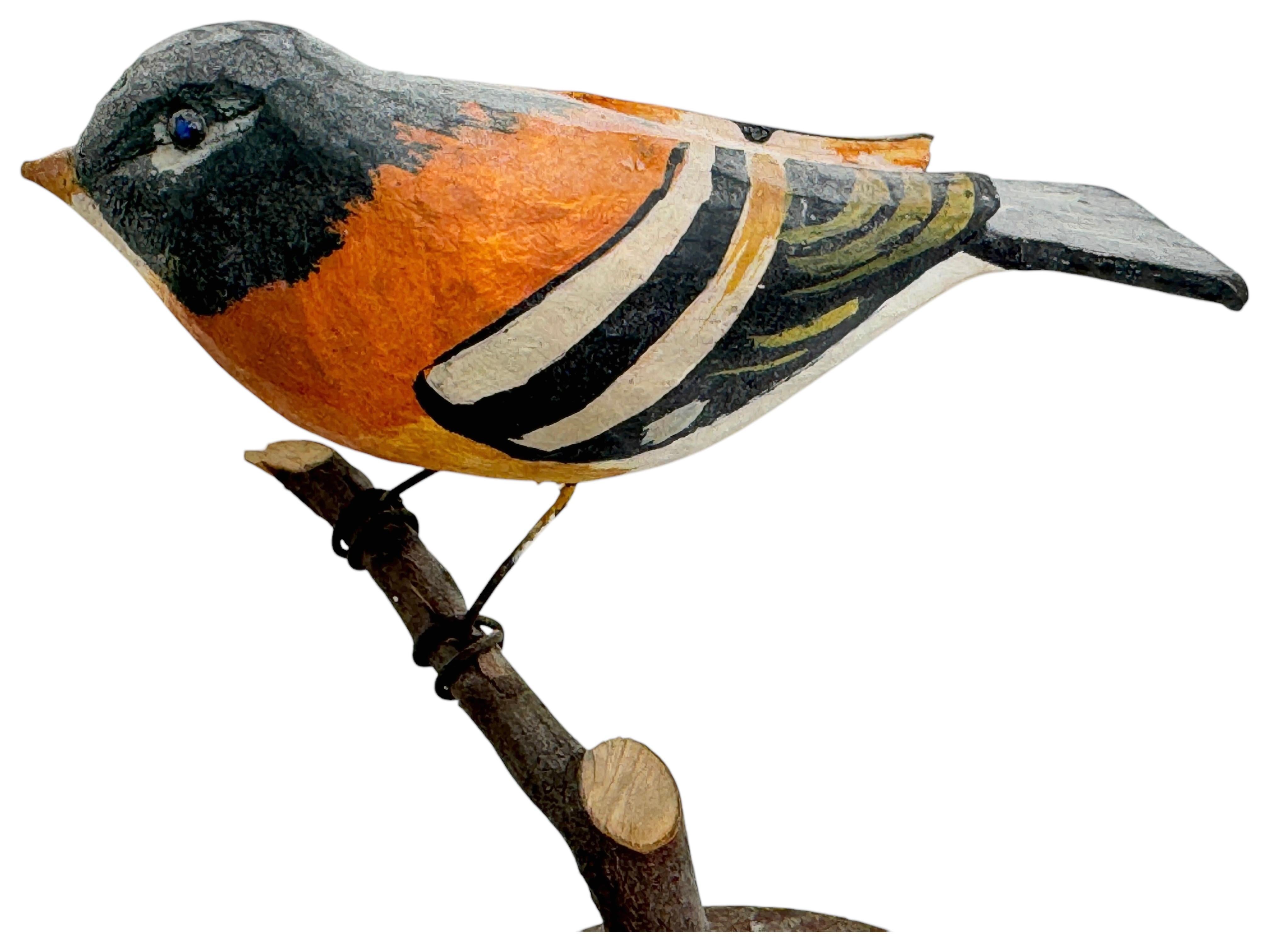 Cute Vichtauer Hand geschnitzt Wood Bird Black Forest Volkskunst Österreich 1920s im Angebot 3