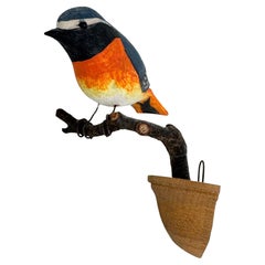 Niedlicher Vichtauer handgeschnitzter Holzvogel, Schwarzwälder Volkskunst, Österreich, 1920er Jahre