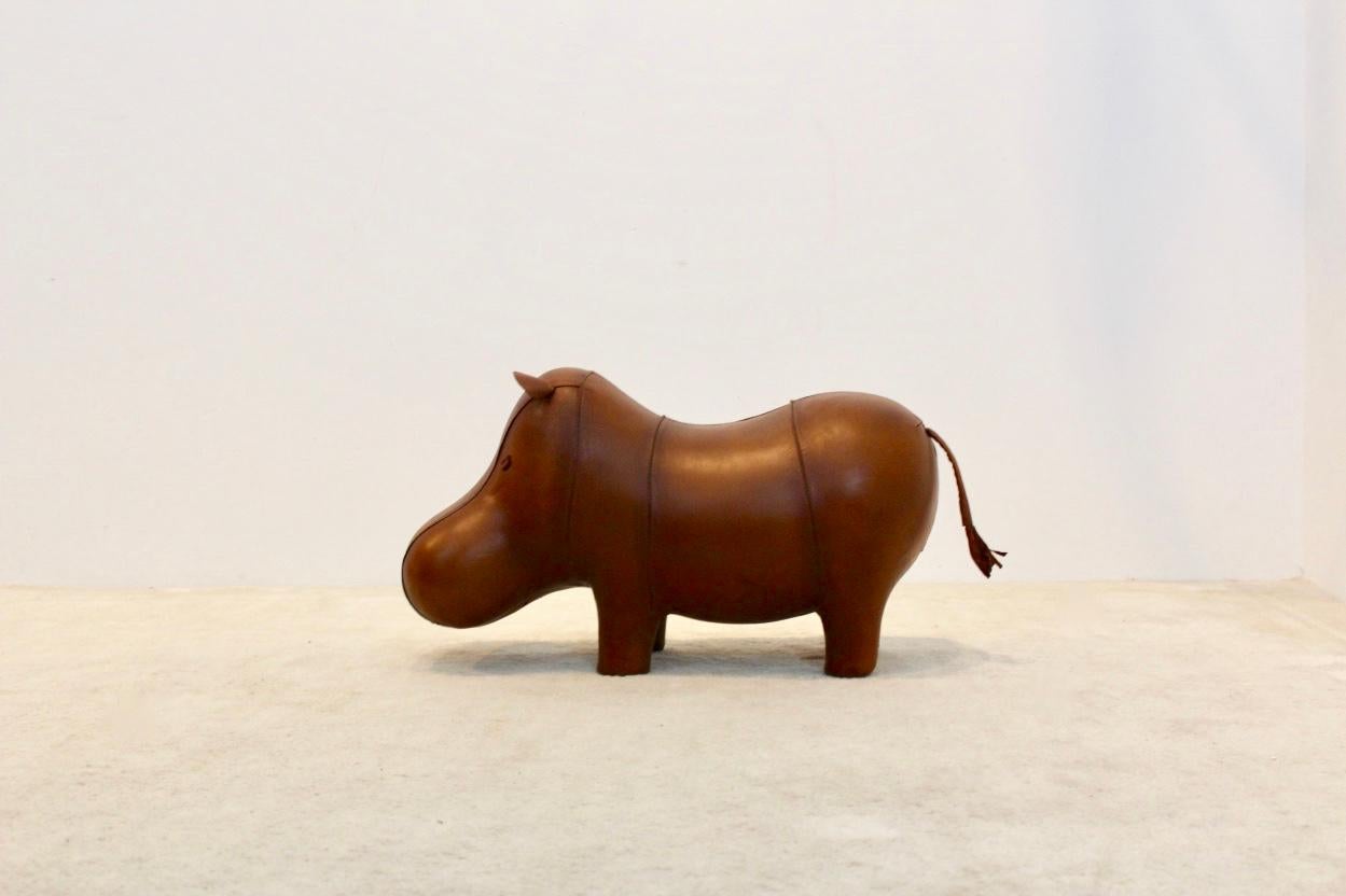 British Cute Vintage Omersa Brown Leather Baby Hippo
