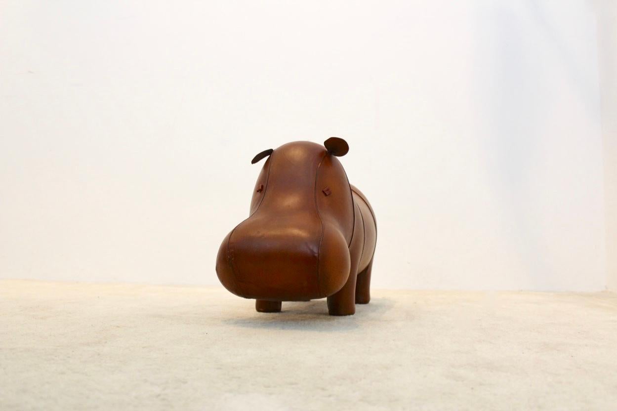 20th Century Cute Vintage Omersa Brown Leather Baby Hippo
