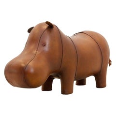 Cute Vintage Omersa Brown Leather Baby Hippo