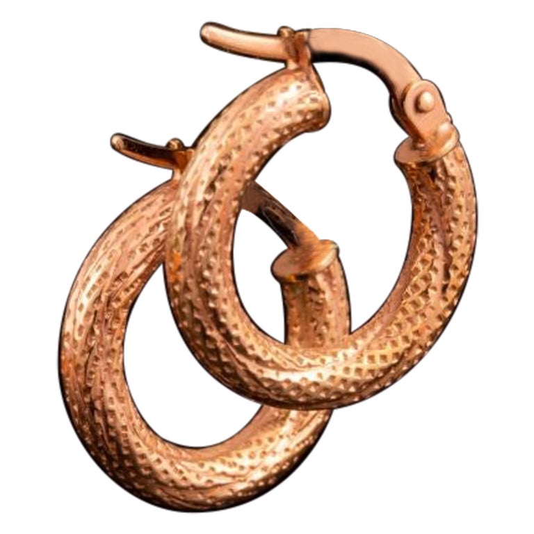 Runde Vintage-Ohrringe mit geschliffenem Schliff aus massivem Gold, strukturierte Vintage-Ohrringe