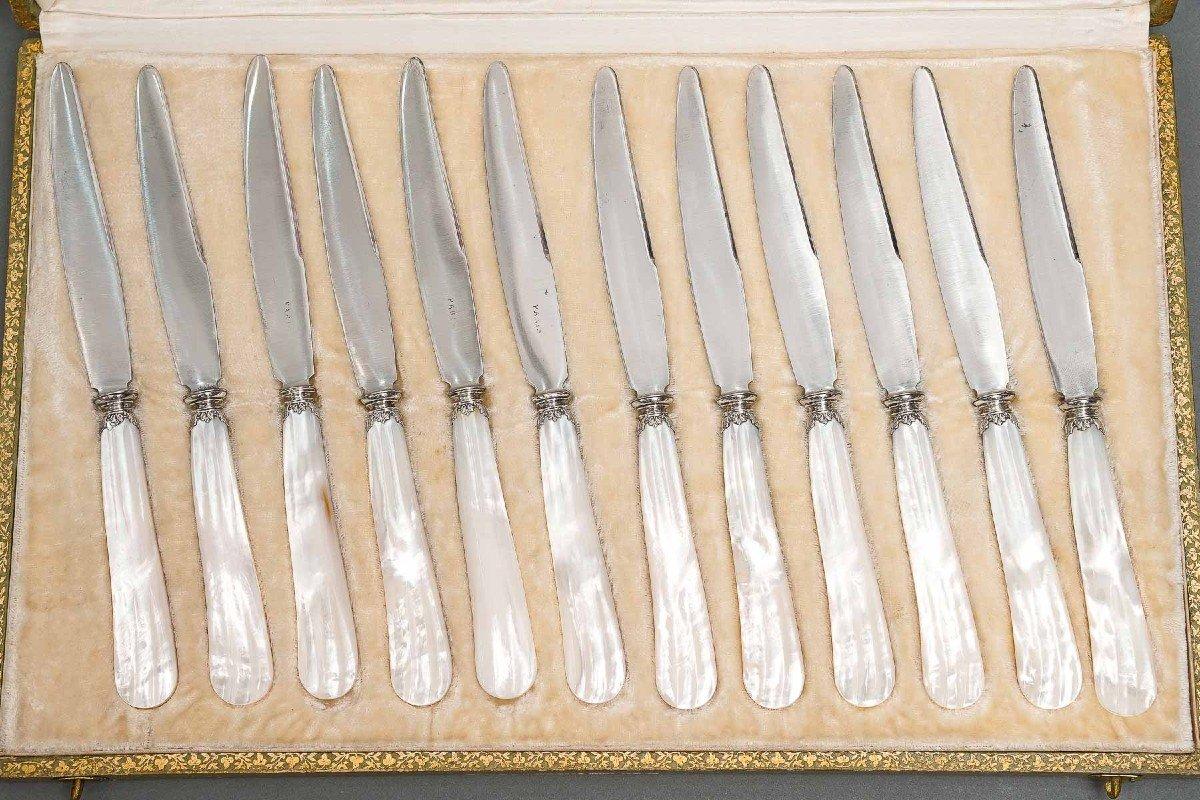 French Cutery Service of 36 Knives in Original Box Art Deco For Sale