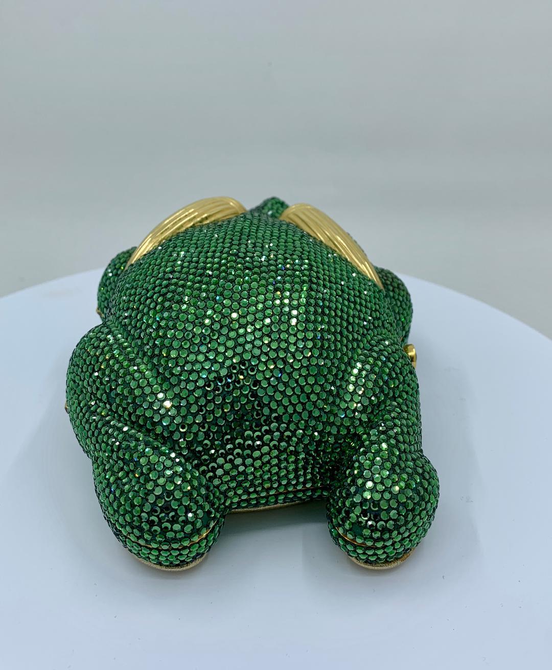 Women's Cutest Judith Leiber Green Crystal Frog Minaudiere Evening Bag 