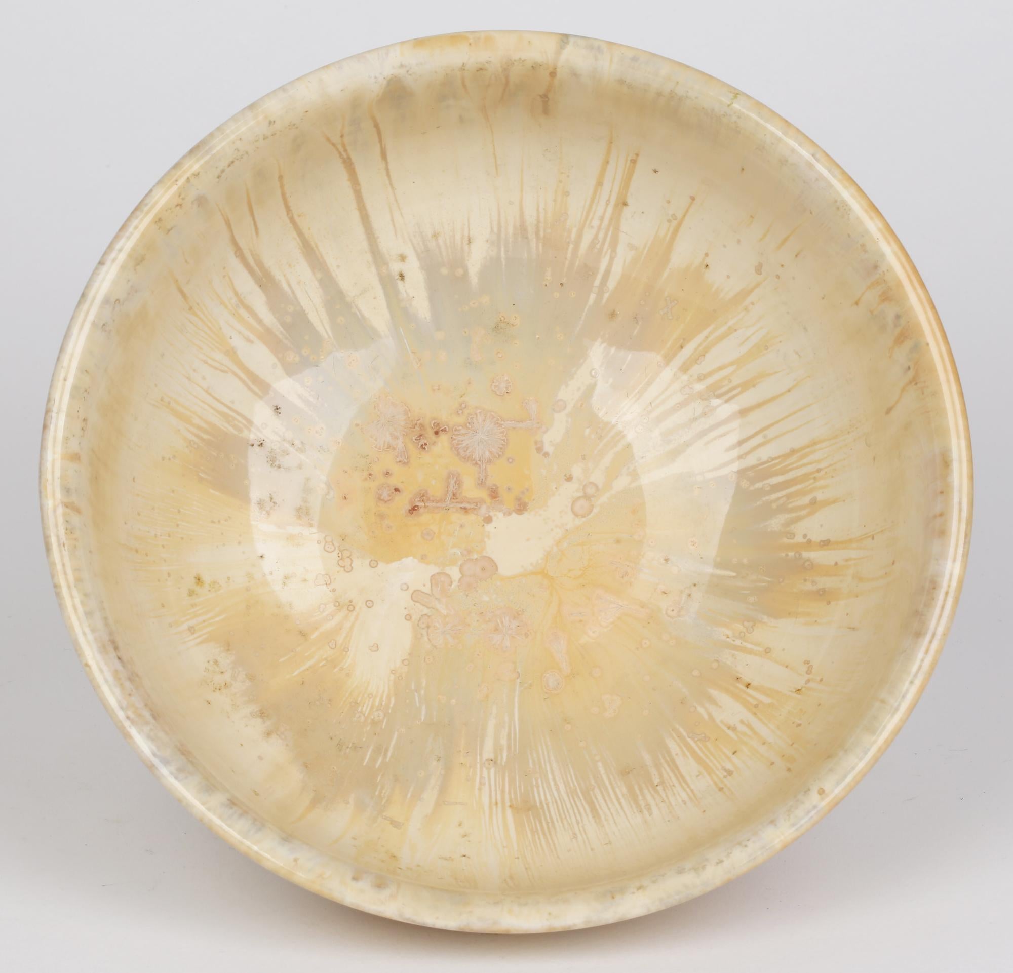 English Cuthbert Bailey Art Deco Doulton Lambeth Crystalline Glazed Ceramic Bowl For Sale