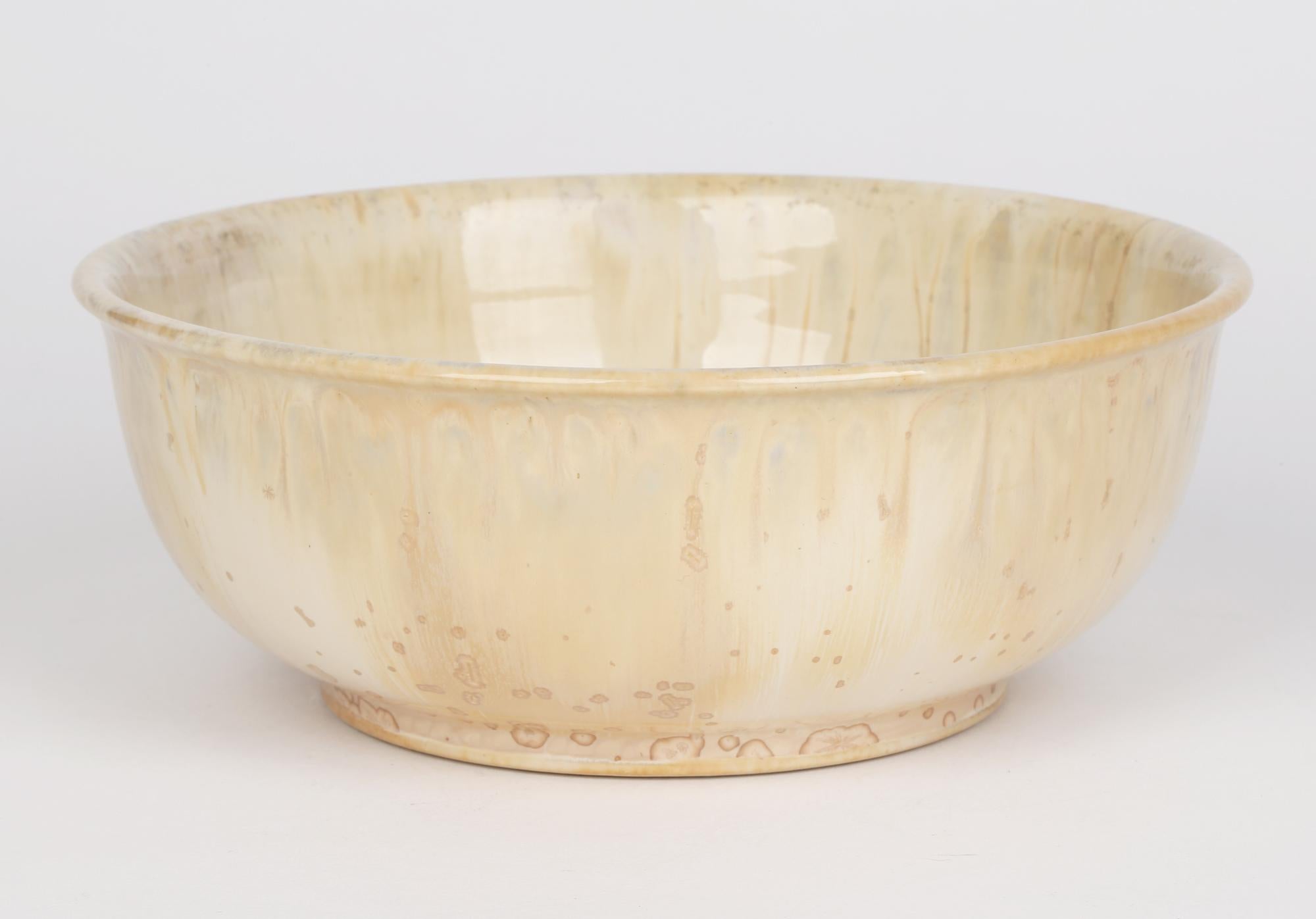 Hand-Painted Cuthbert Bailey Art Deco Doulton Lambeth Crystalline Glazed Ceramic Bowl For Sale