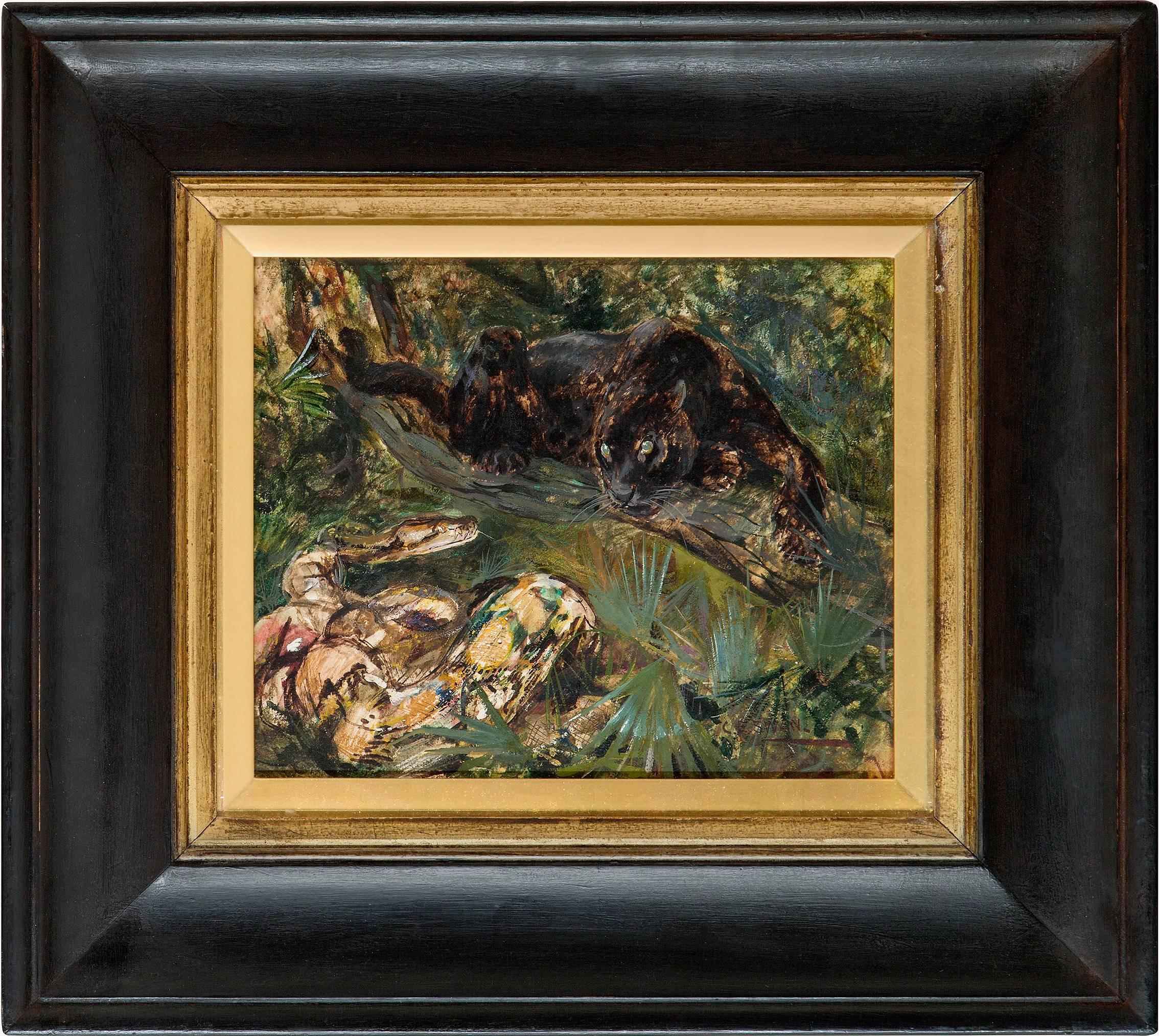 Cuthbert Edmund Swan Animal Painting - Kaa and Bagheera