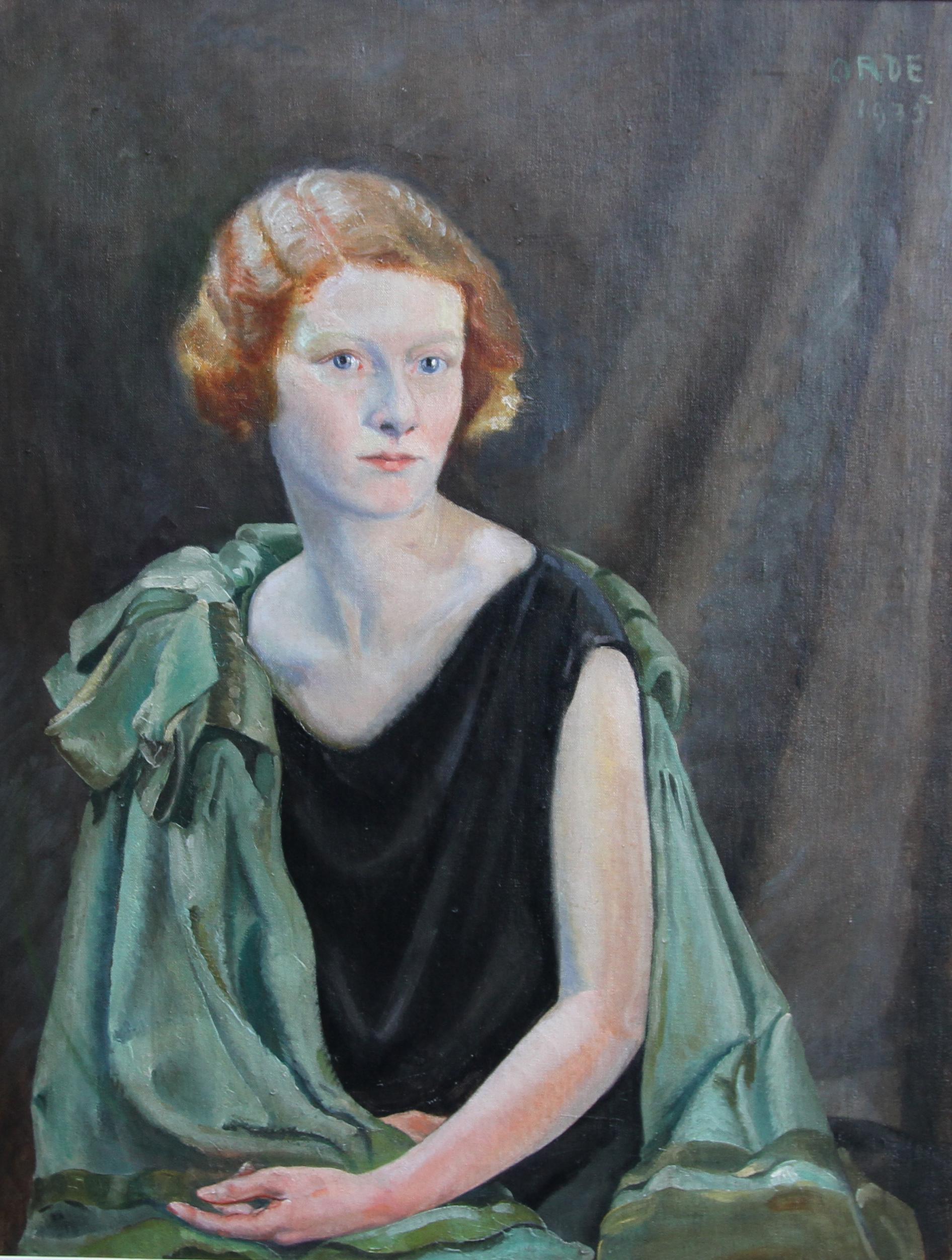 Portrait de la fille de l'artiste Julian Orde  Poète britannique  Peinture à l'huile des années 1930 - Painting de Cuthbert Orde