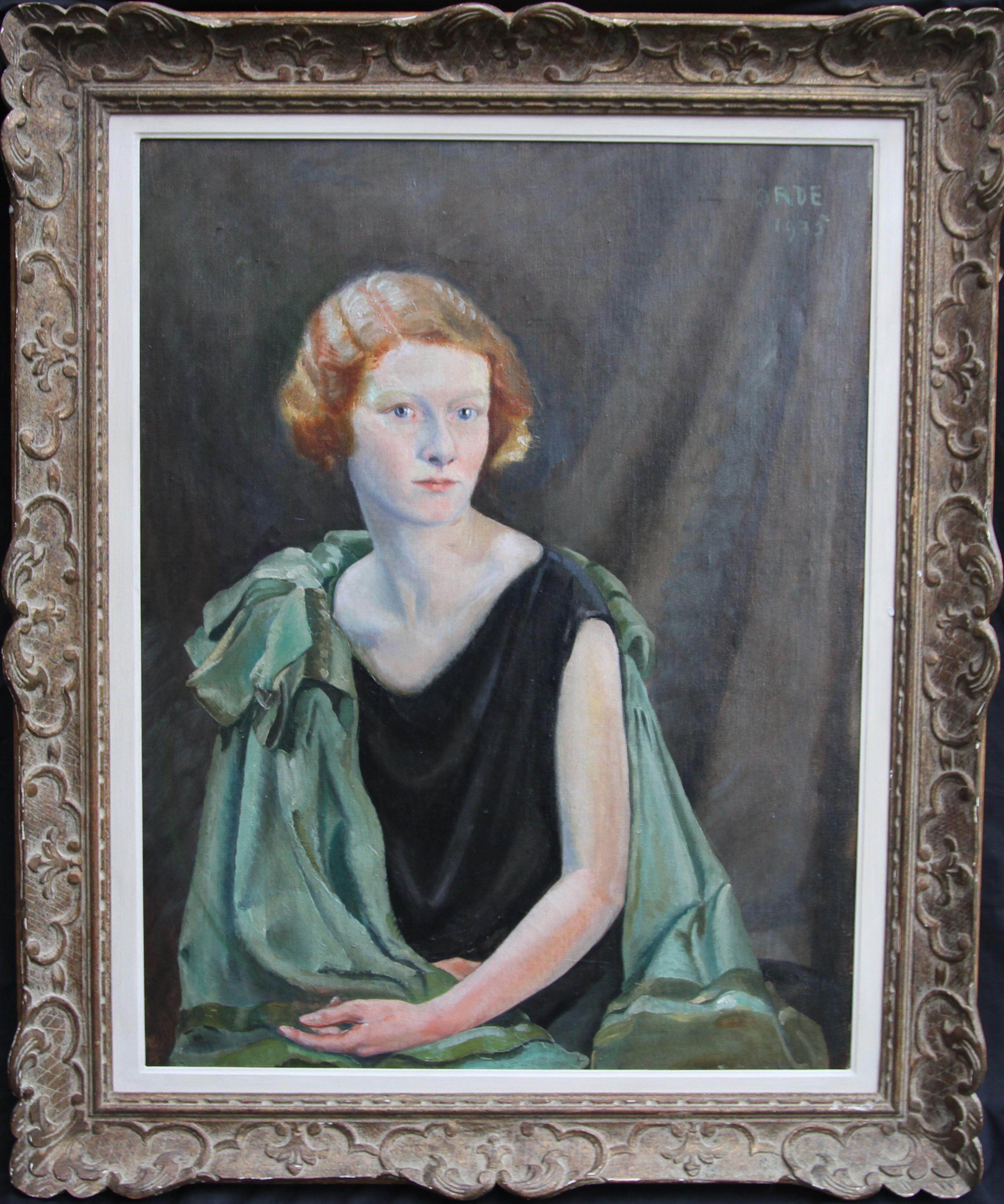Porträt der Tochter des Künstlers, Julian Orde  Gedicht – Britisch  Ölgemälde aus den 1930er Jahren im Angebot 5