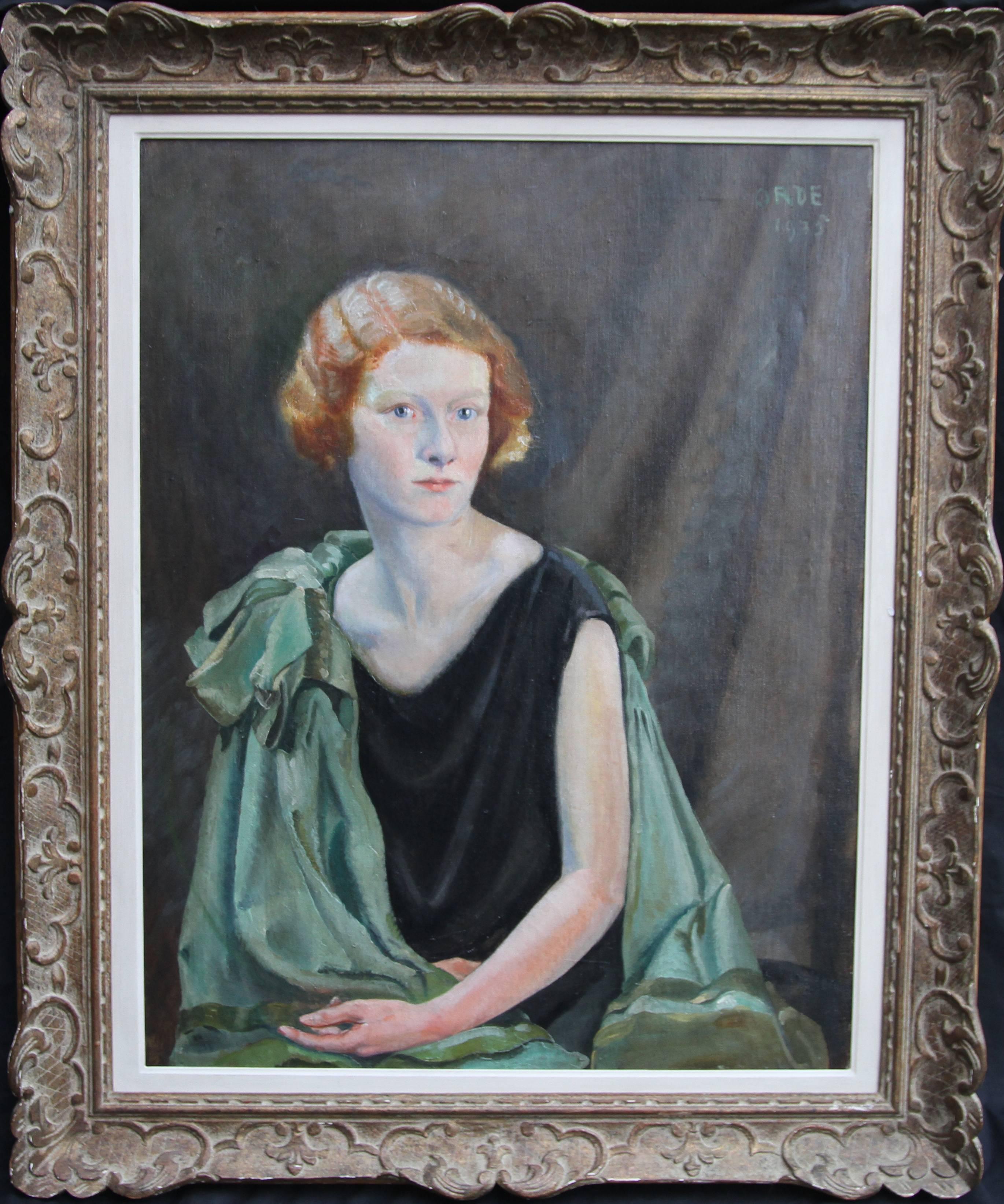 Portrait Painting Cuthbert Orde - Portrait de la fille de l'artiste Julian Orde  Poète britannique  Peinture à l'huile des années 1930
