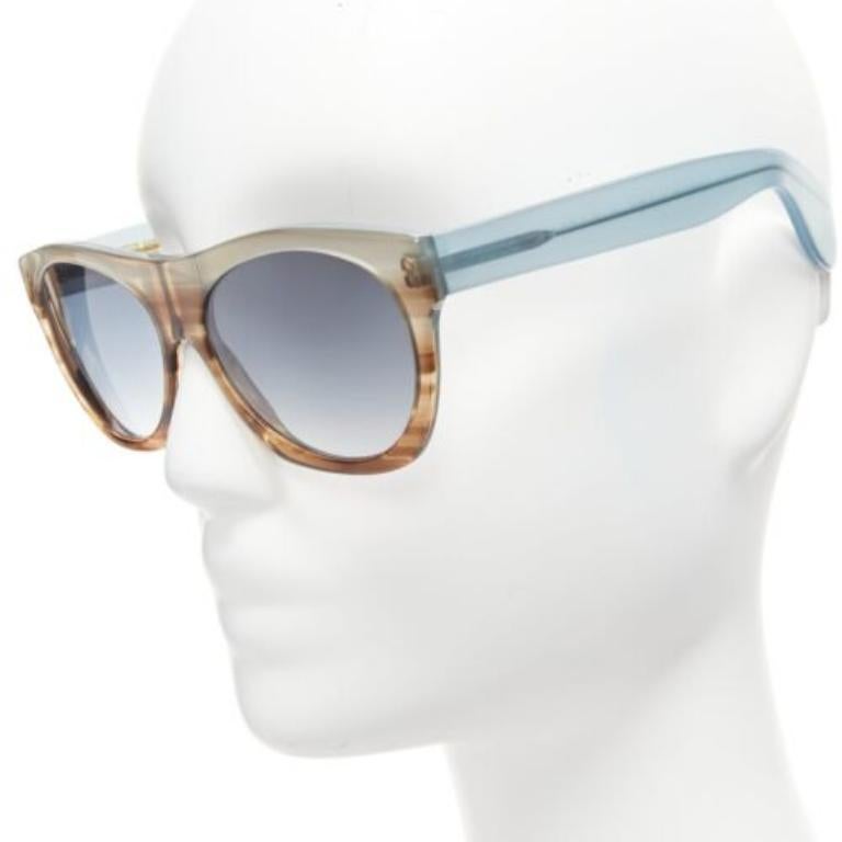 CUTLER AND GROSS 0164 Obtur blue brown gradient frame blue lens sunglasses In Excellent Condition For Sale In Hong Kong, NT