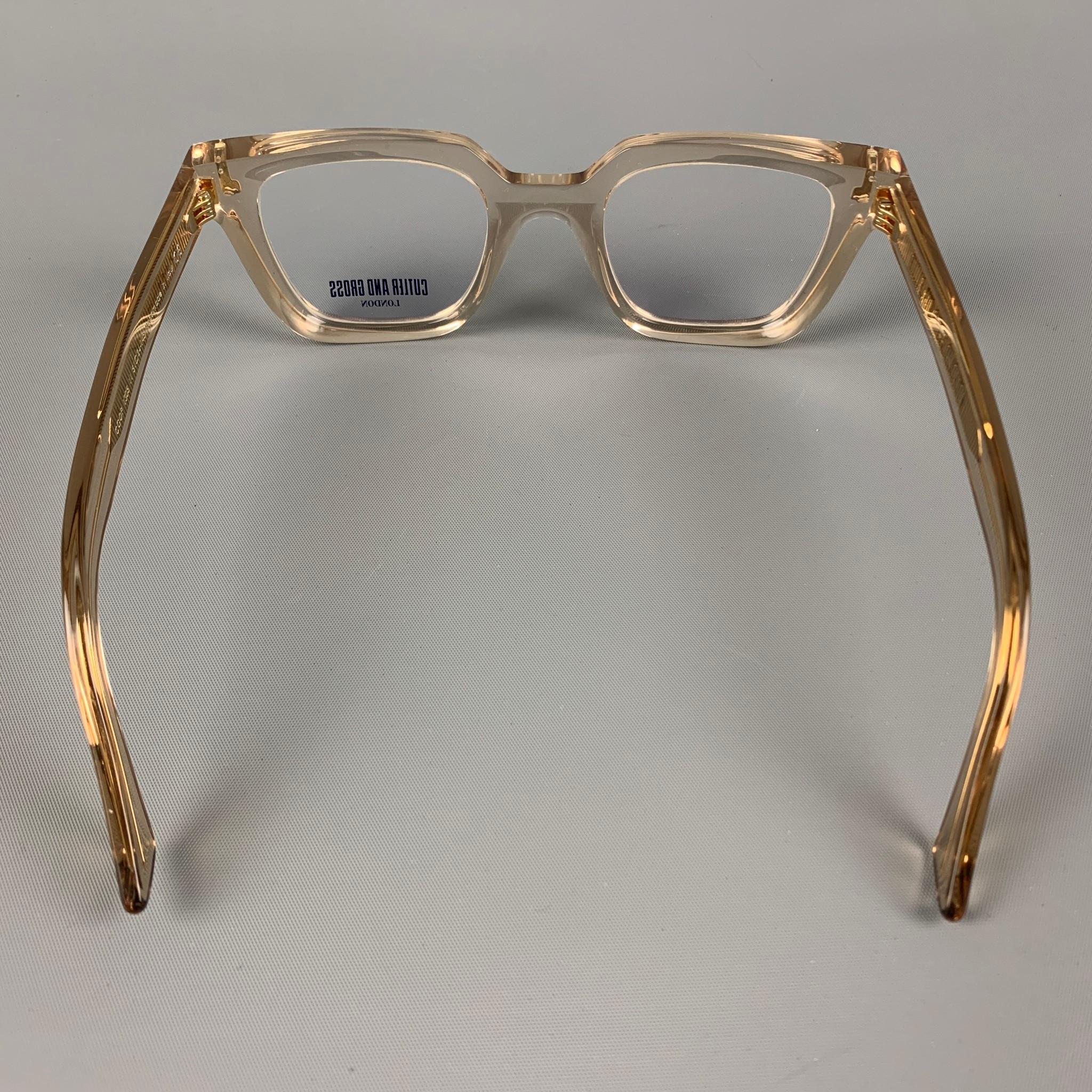 CUTLER AND GROSS Clear Gold Acetate Sunglasses In Excellent Condition In San Francisco, CA
