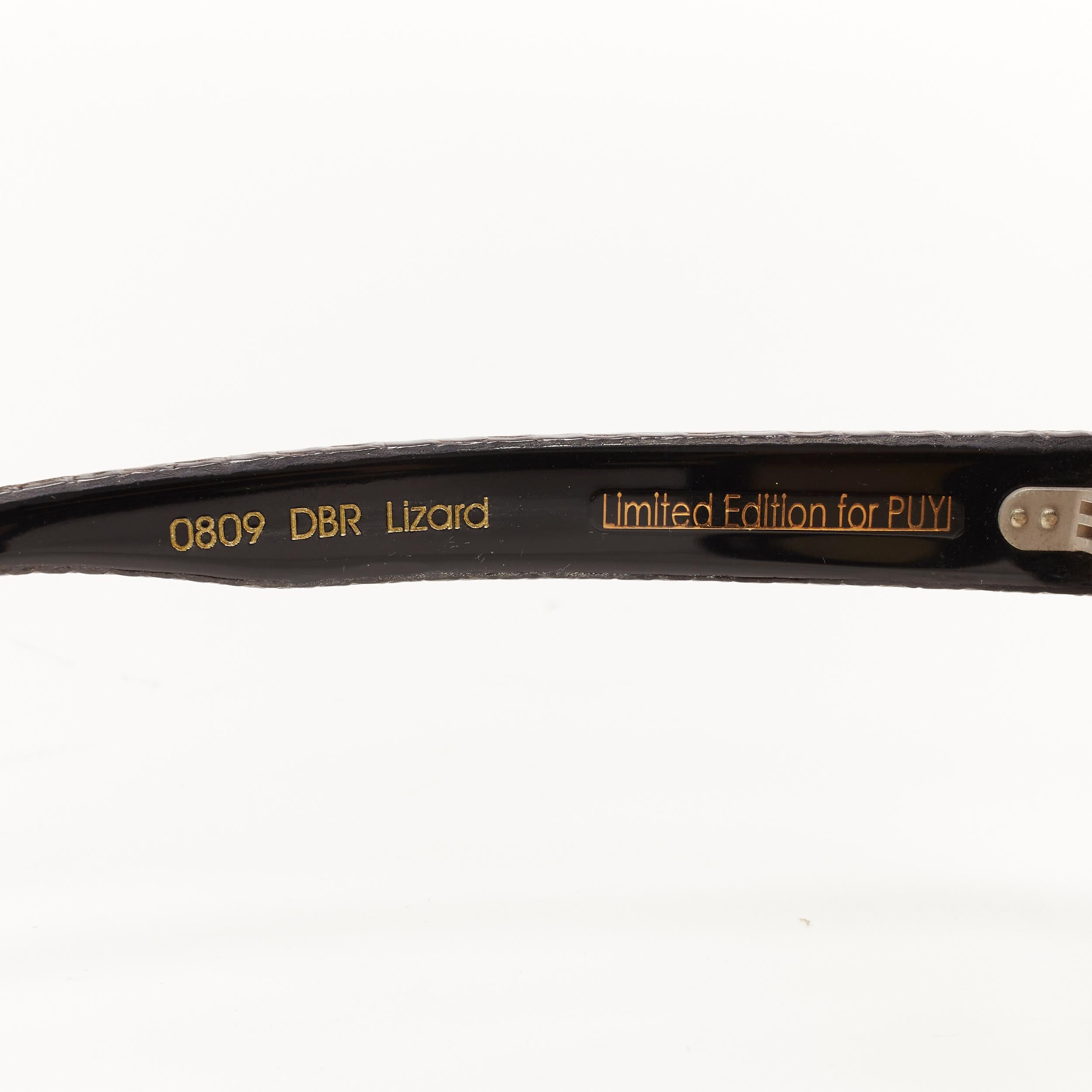 Beige CUTLER AND GROSS genuine lizard leather gradient lens oversized sunglasses