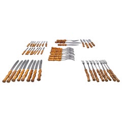 Cutlery for 8 Persons, 47 Pieces, Bamboo and Steel, Italy 1960