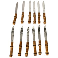 Posate Francia 1970 Coltelli Posate 12 pezzi in finto bambù