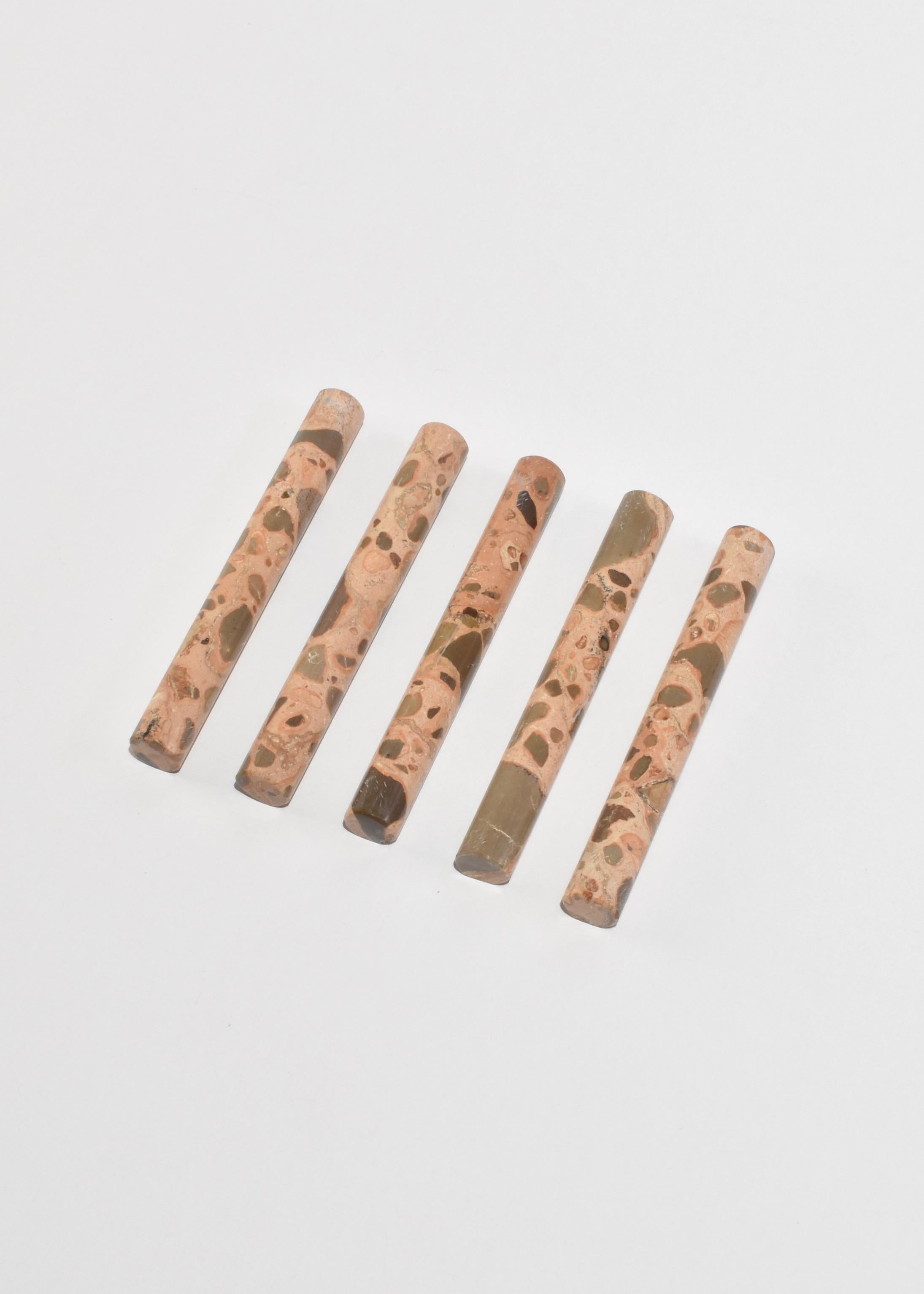 Stone Cutlery Rest Set in Leopardite For Sale