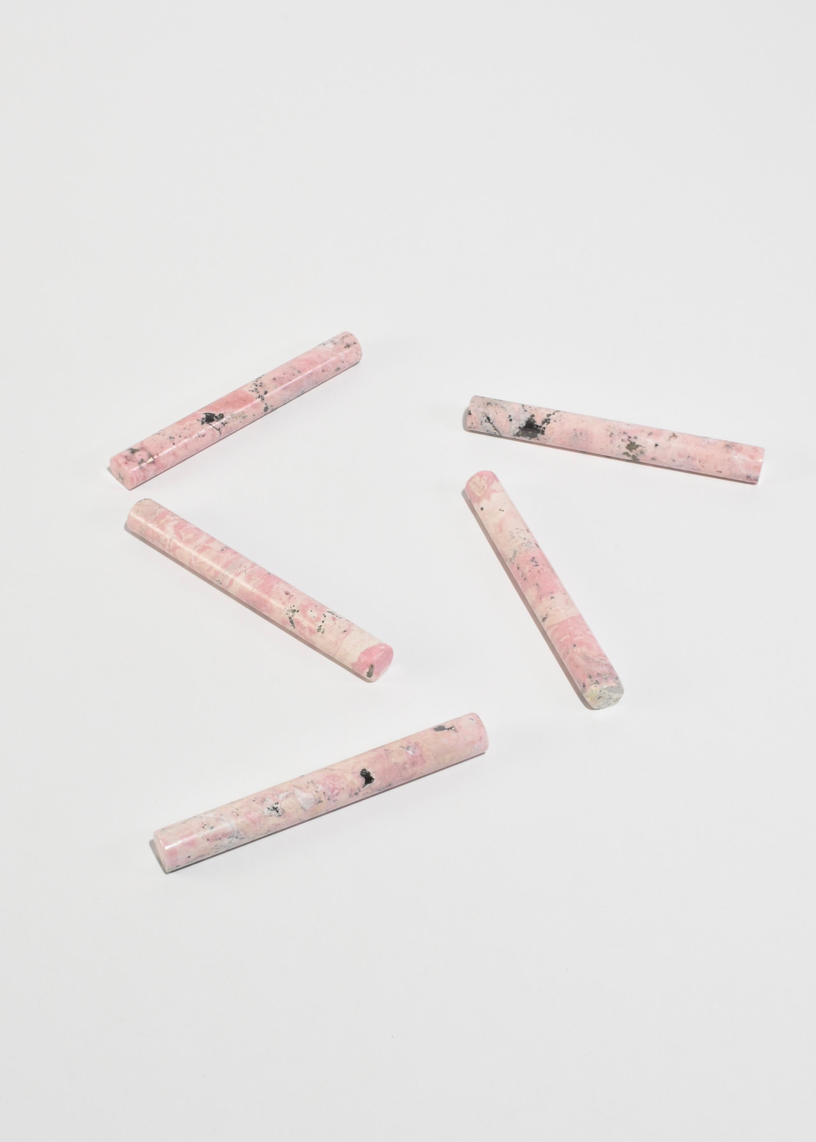 Hand-Crafted Cutlery Rest Set in Pink Rhodonite For Sale