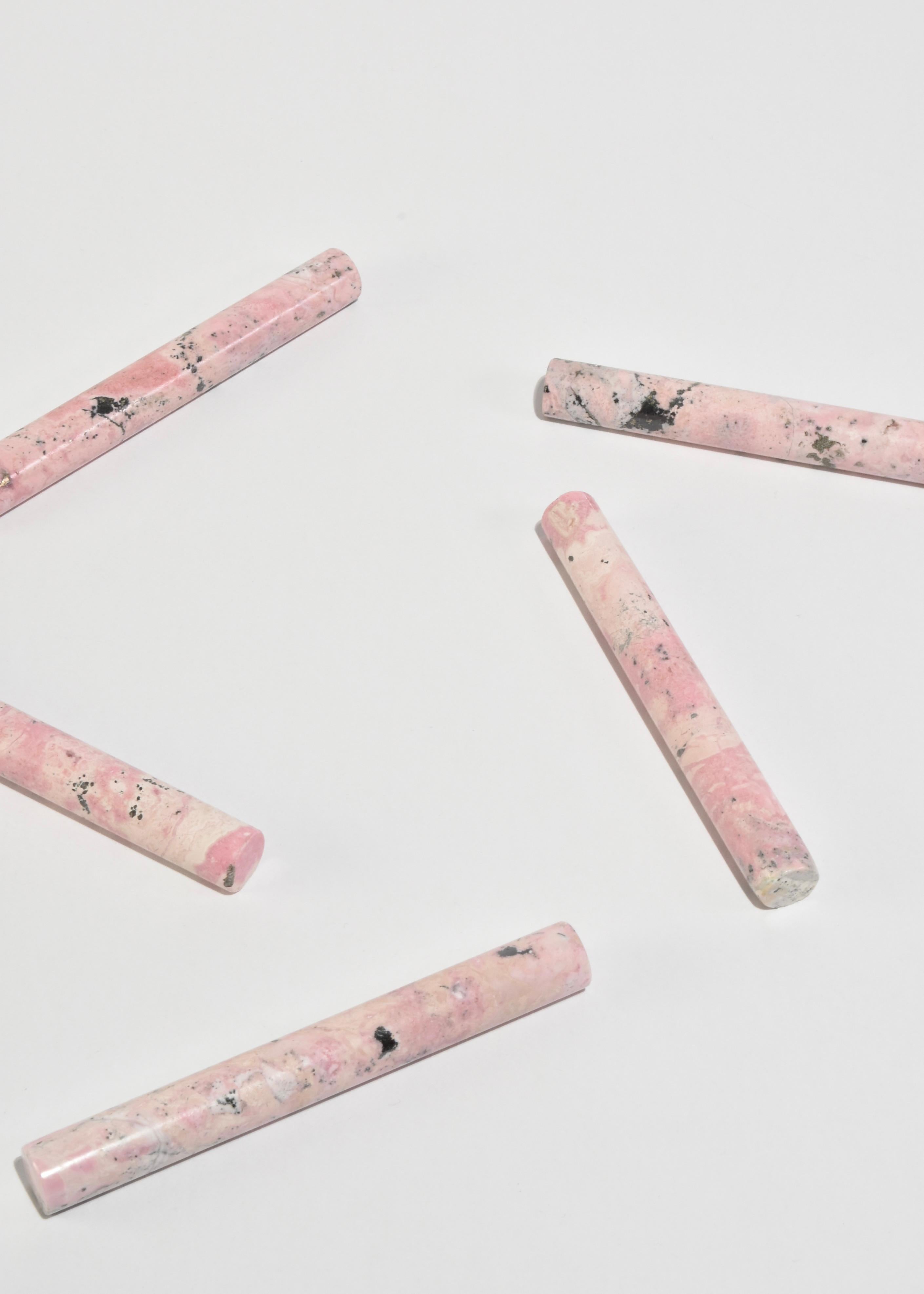 Cutlery Rest Set in Pink Rhodonite In New Condition For Sale In Richmond, VA