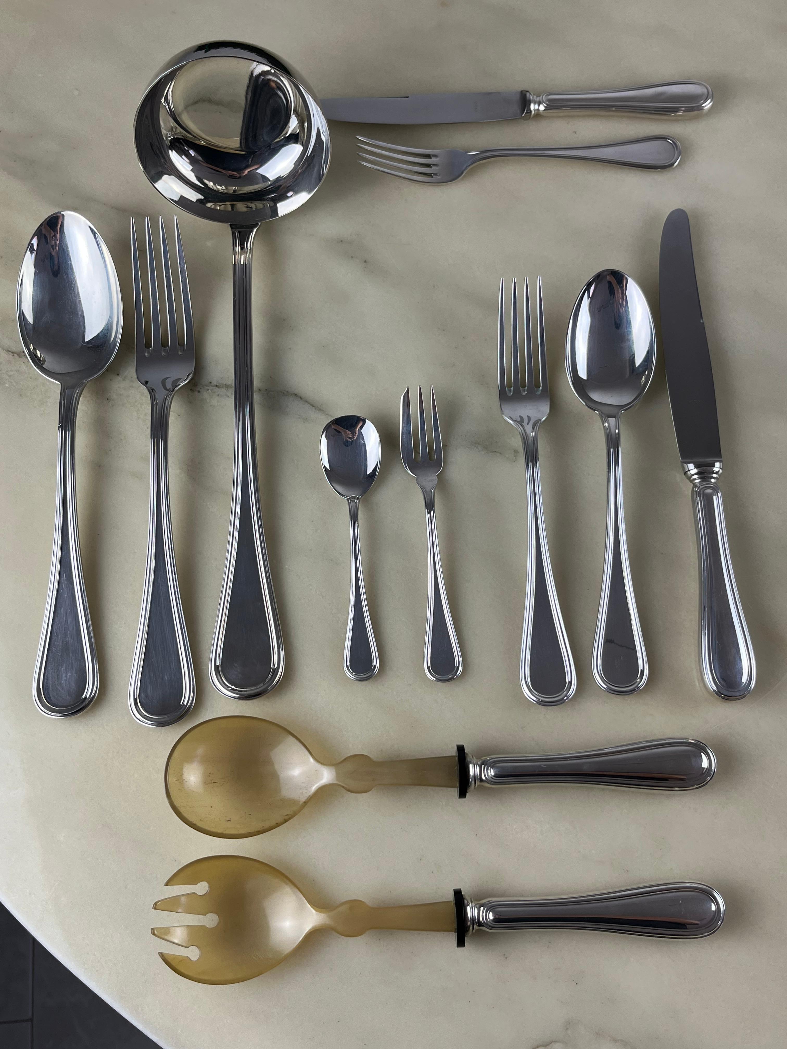 Cutlery Service  101 ps of 800 Silver, English Style Italy, 1990s, Zaramella  For Sale 3