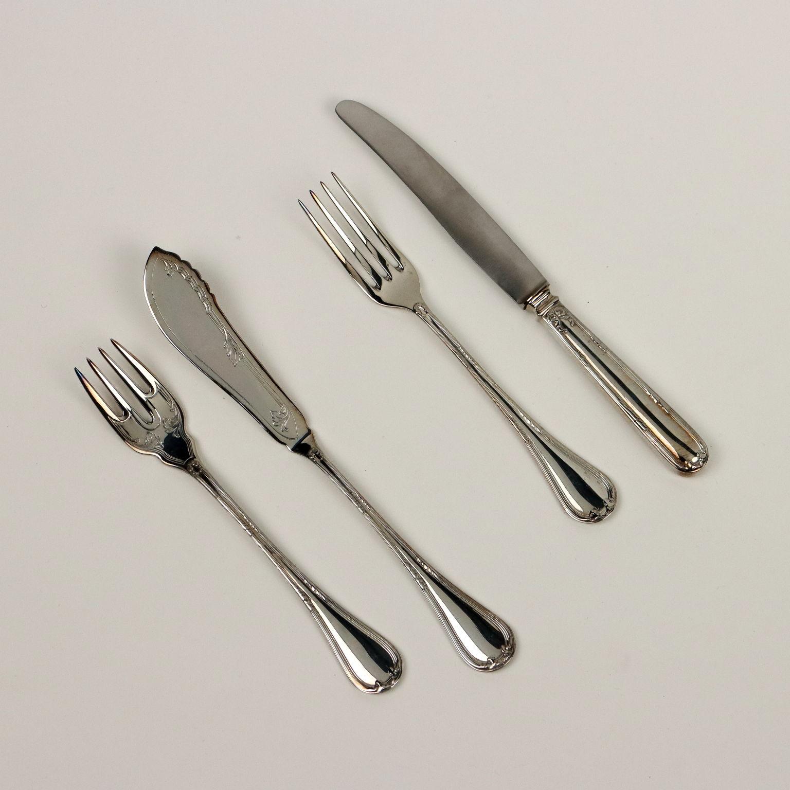 Italian Cutlery Service Silver Man, Cesa Italy 20th Century