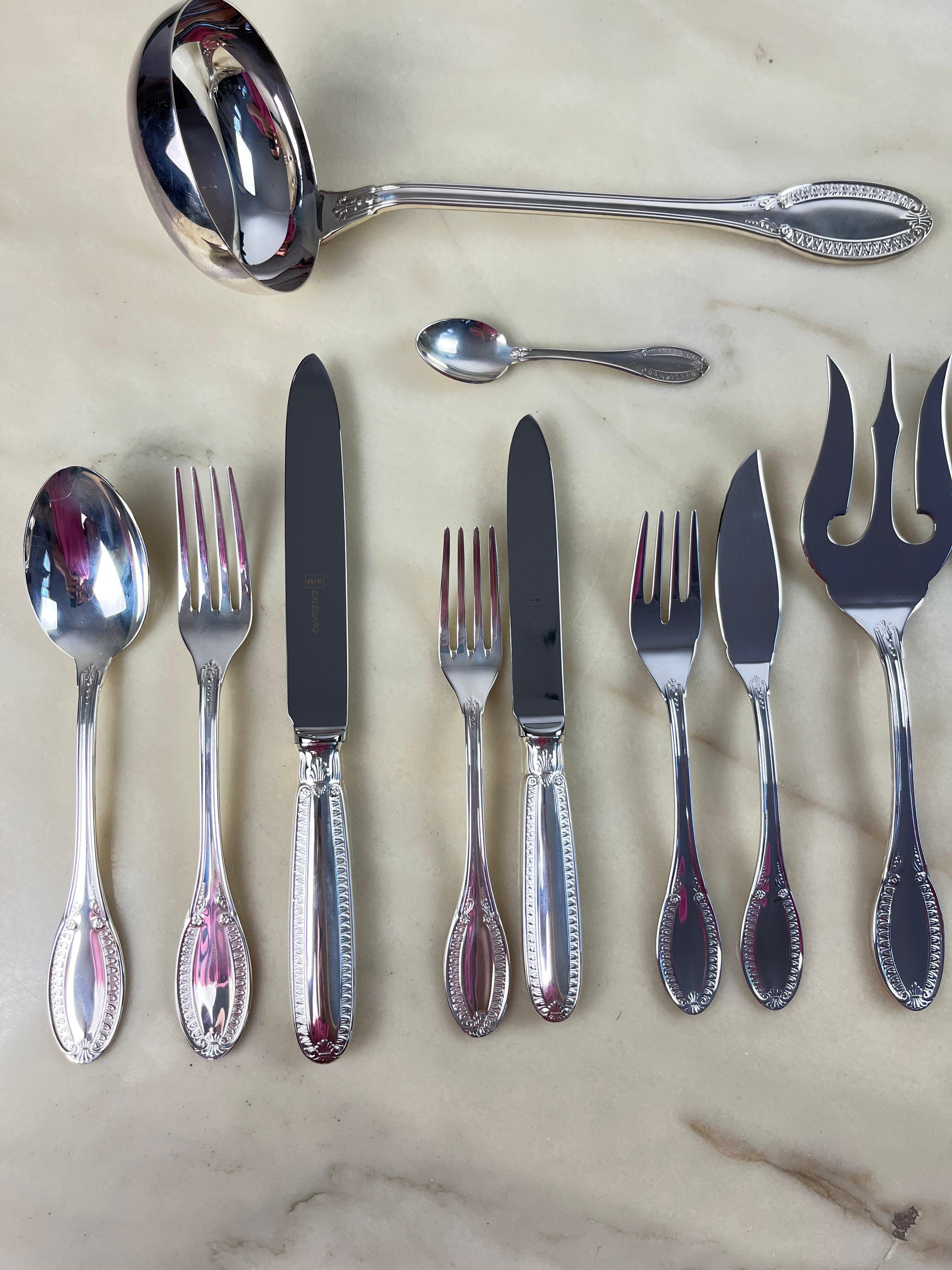 Cutlery Set 101 pcs. Calegaro Empire Style Silver 800, Italy, 90s For Sale 5