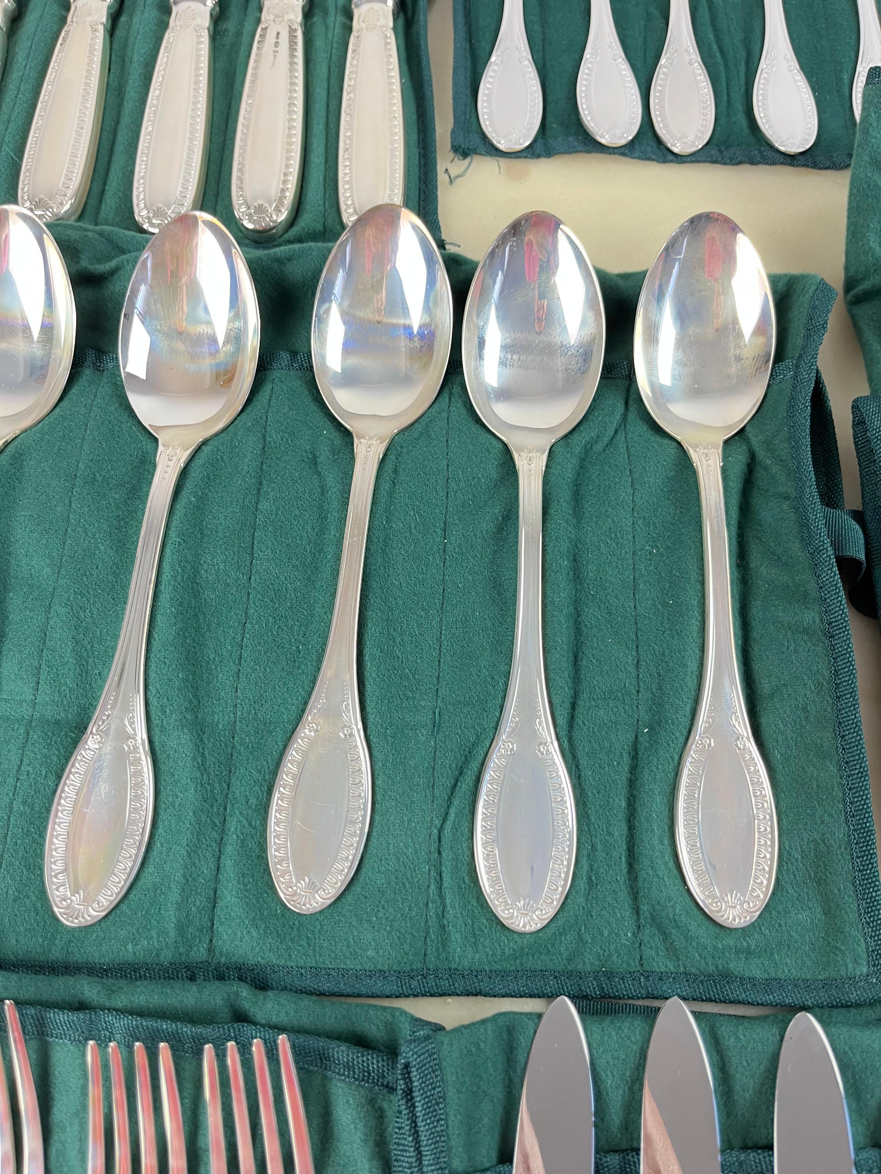Italian Cutlery Set 101 pcs. Calegaro Empire Style Silver 800, Italy, 90s For Sale