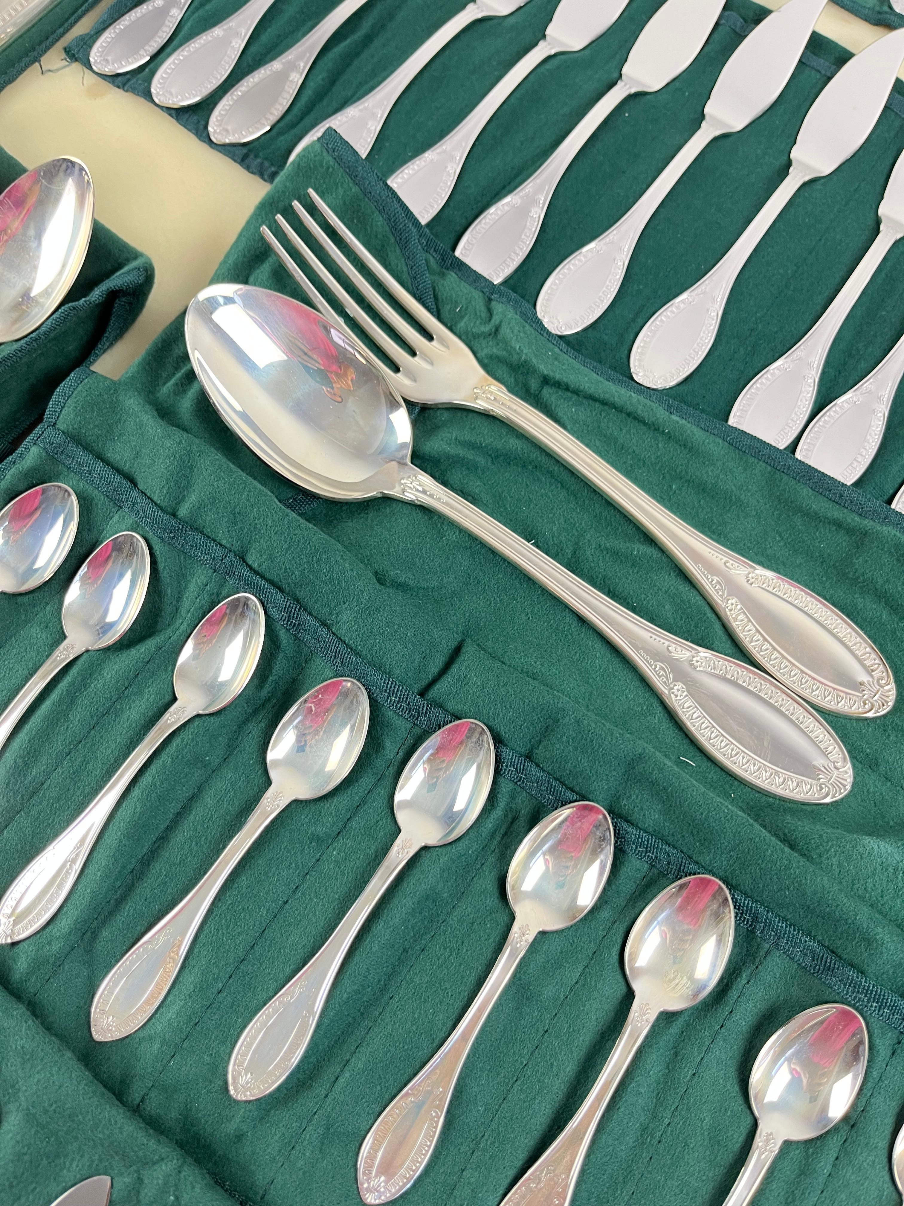 Other Cutlery Set 101 pcs. Calegaro Empire Style Silver 800, Italy, 90s For Sale