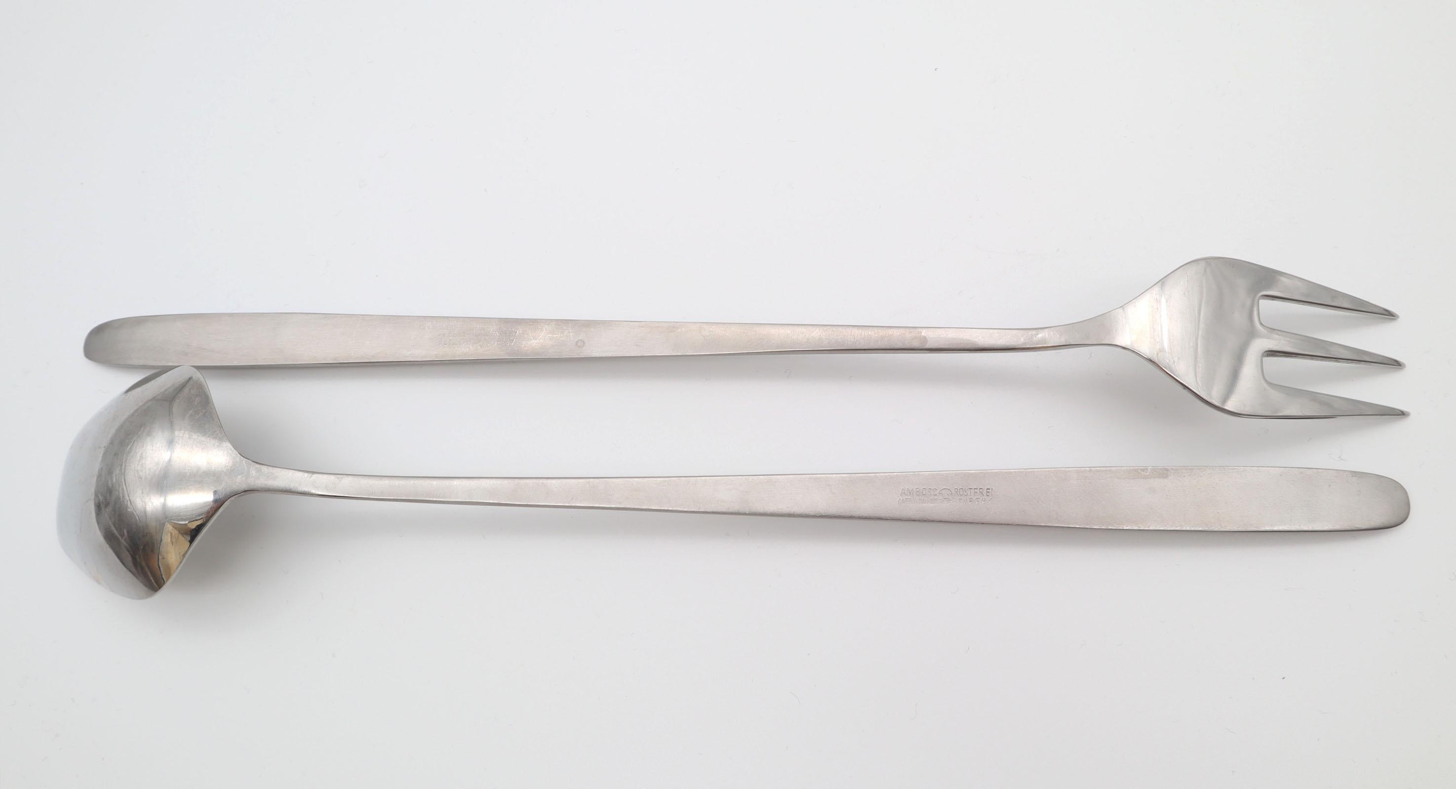 Stainless Steel Cutlery Set by Helmut Alder for Amboss Model 2070, 32 Pieces, 1960s For Sale