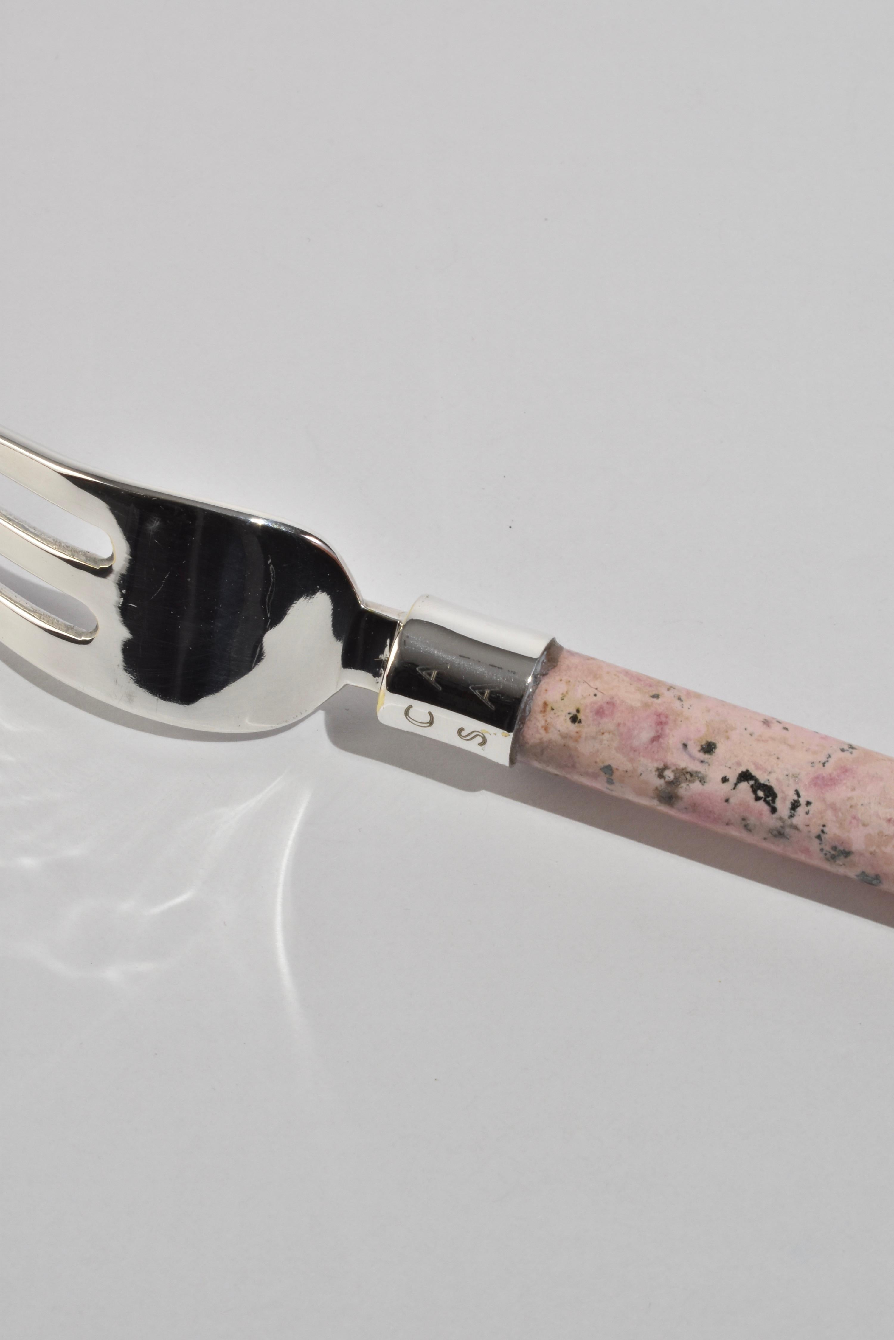 Cutlery Set in Pink Rhodonite In New Condition For Sale In Richmond, VA