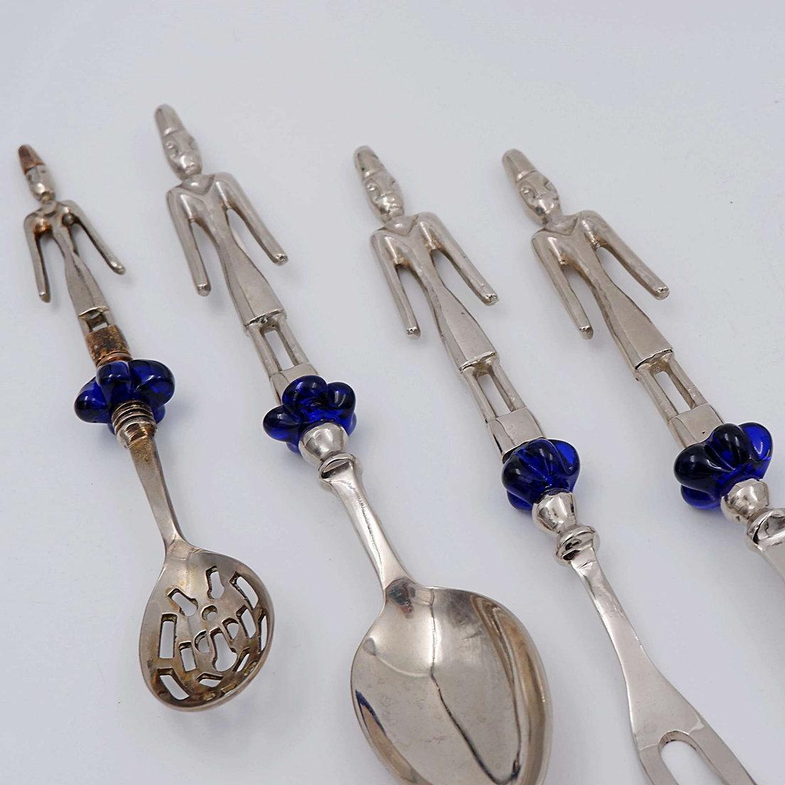 Métal Set de couverts 9 pièces fleurs en verre - Sweet service en vente