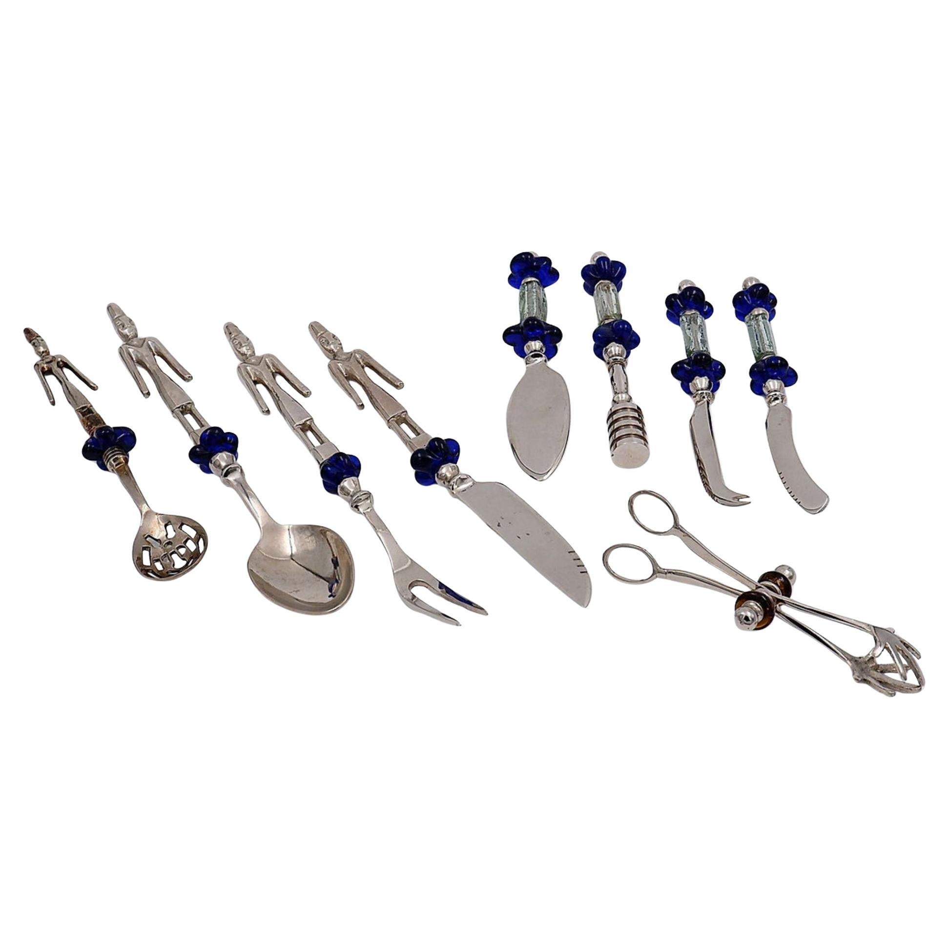 Cutlery set of 9 pieces glass flowers - Sweet service