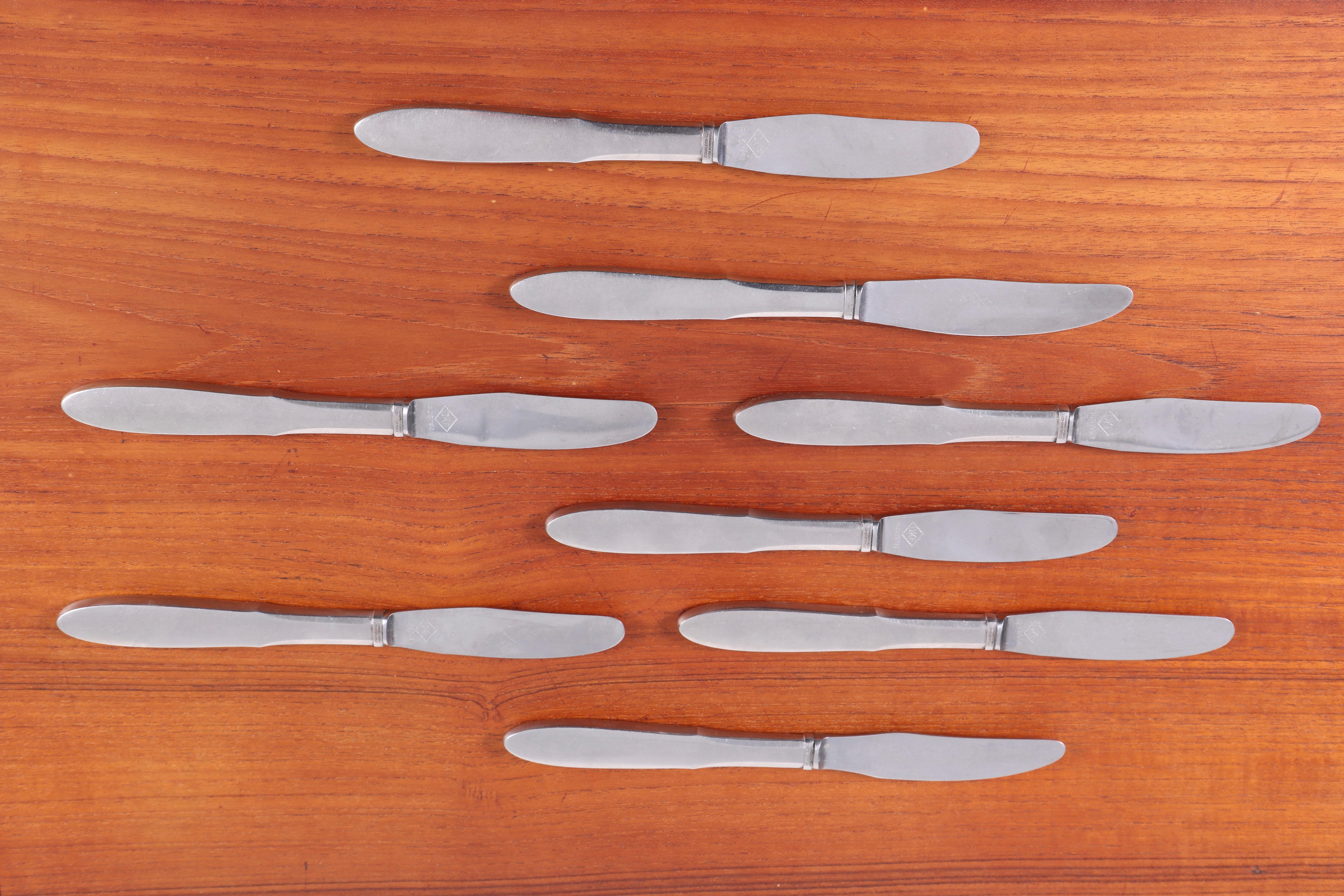 Acier Couvertoir pour 12 personnes en acier massif par Georg Jensen, Made in Denmark 1960s en vente