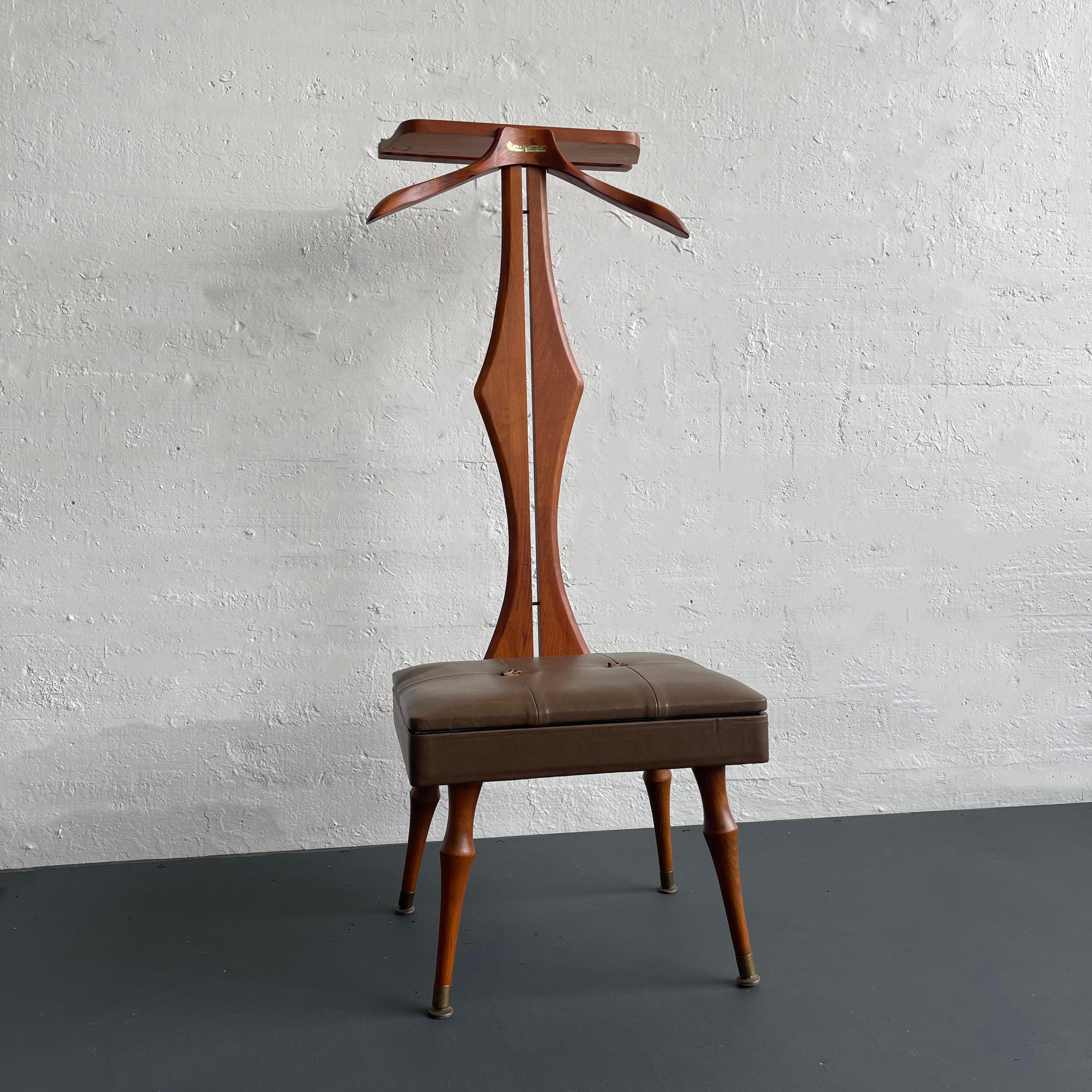 American Customized Mid-Century Modern Walnut Valet Chair With Storage