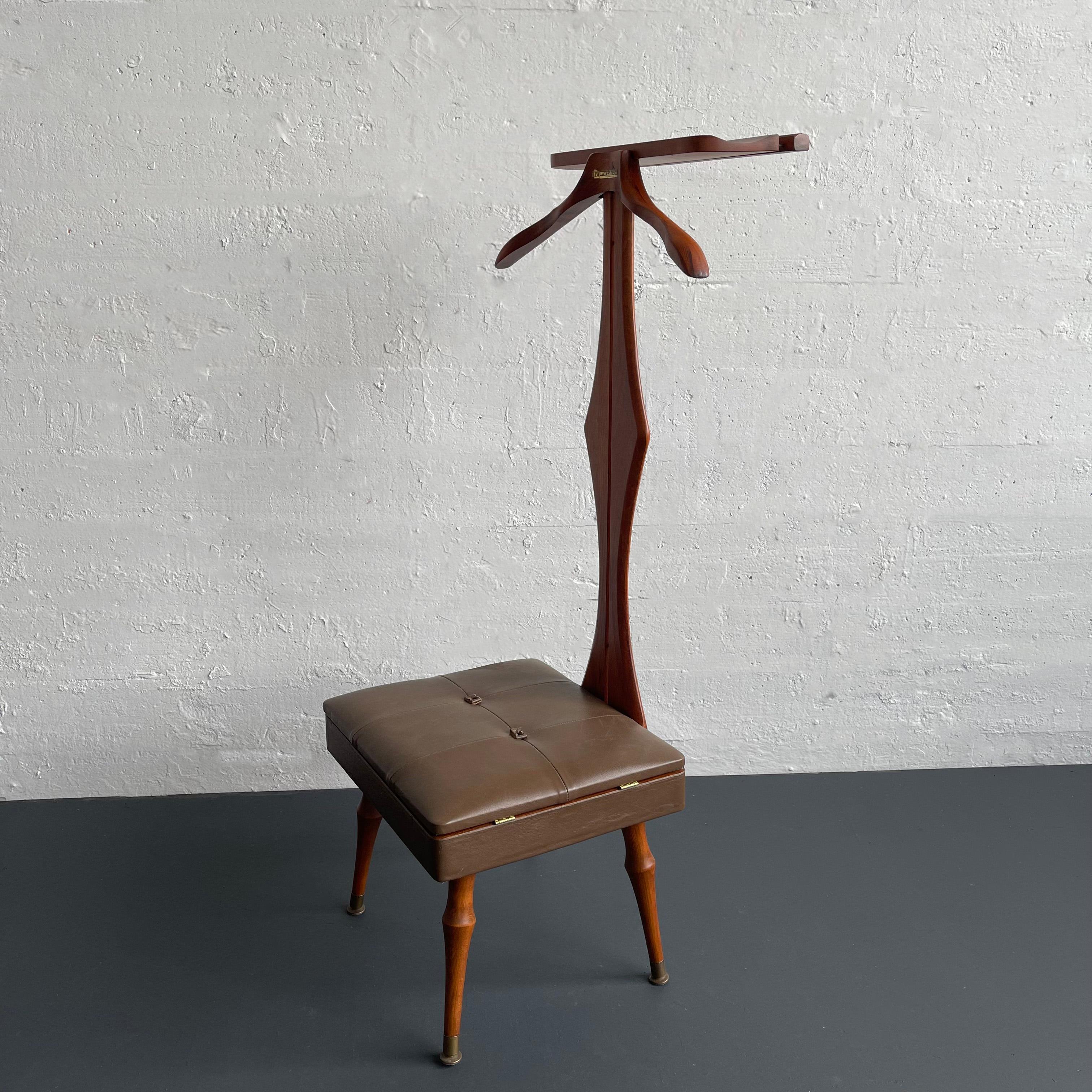 Customized Mid-Century Modern Walnut Valet Chair With Storage 1