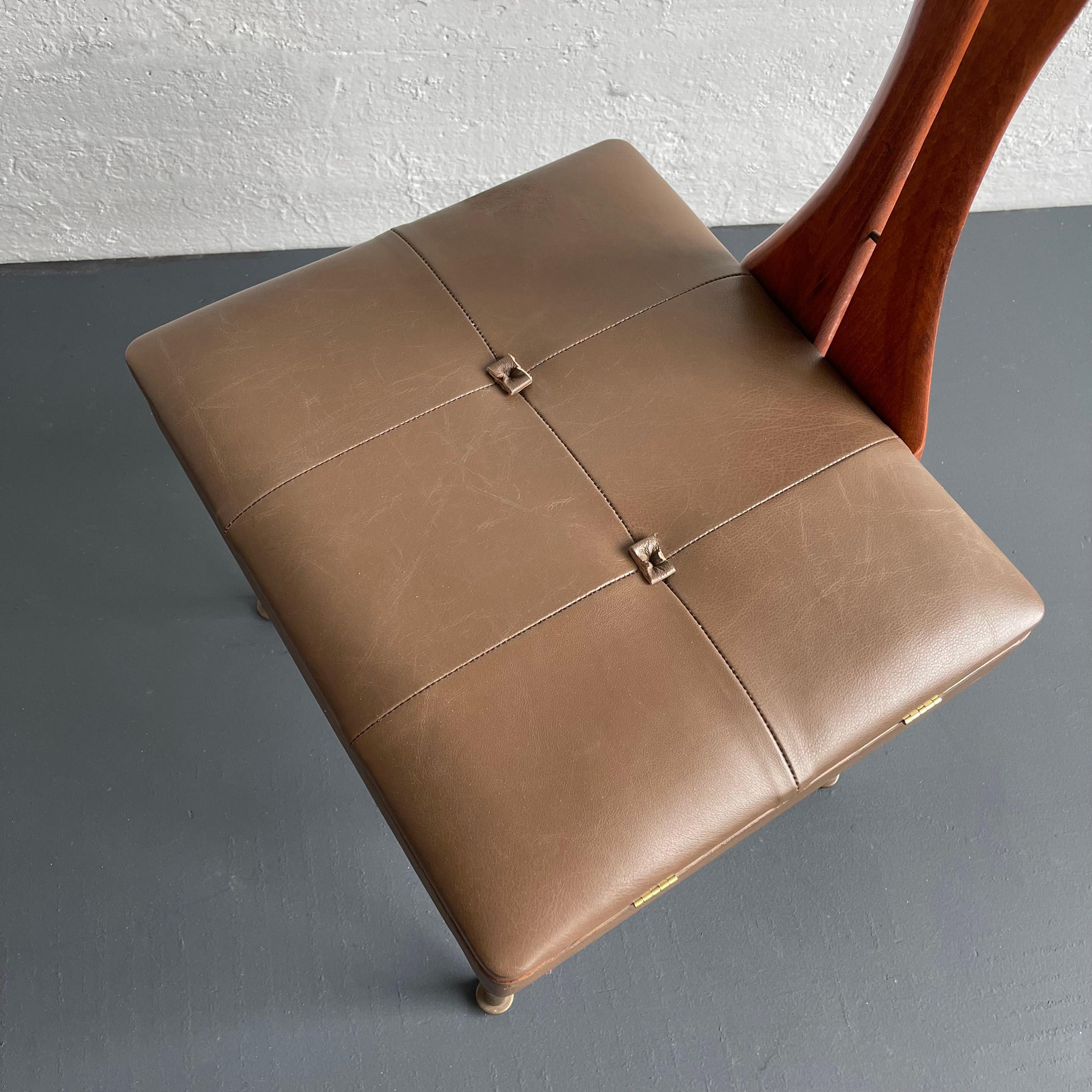 Customized Mid-Century Modern Walnut Valet Chair With Storage 2