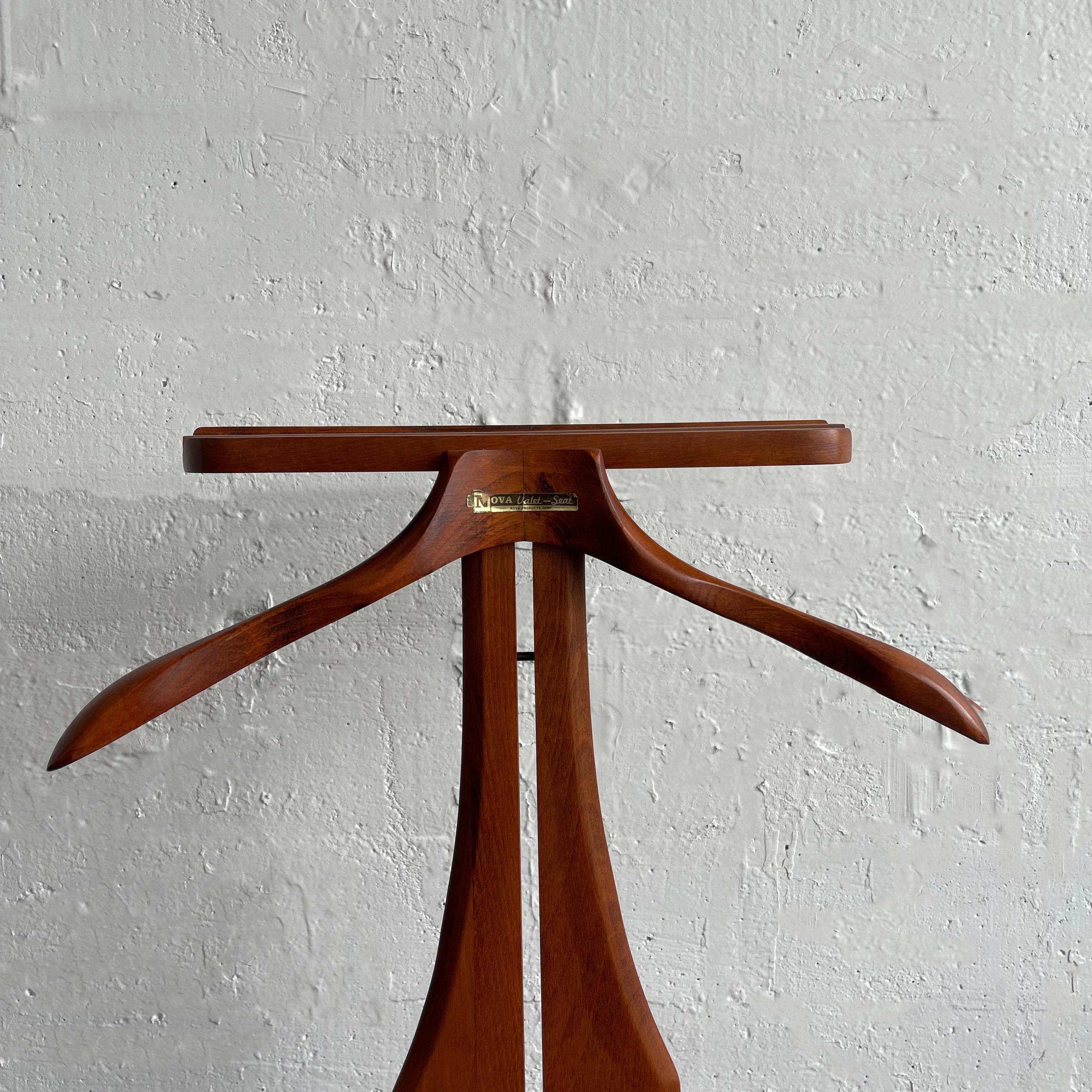 Customized Mid-Century Modern Walnut Valet Chair With Storage 3