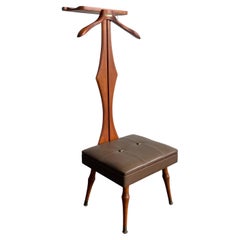 Vintage Cutomized Mid-Century Modern Walnut Valet Chair With Storage
