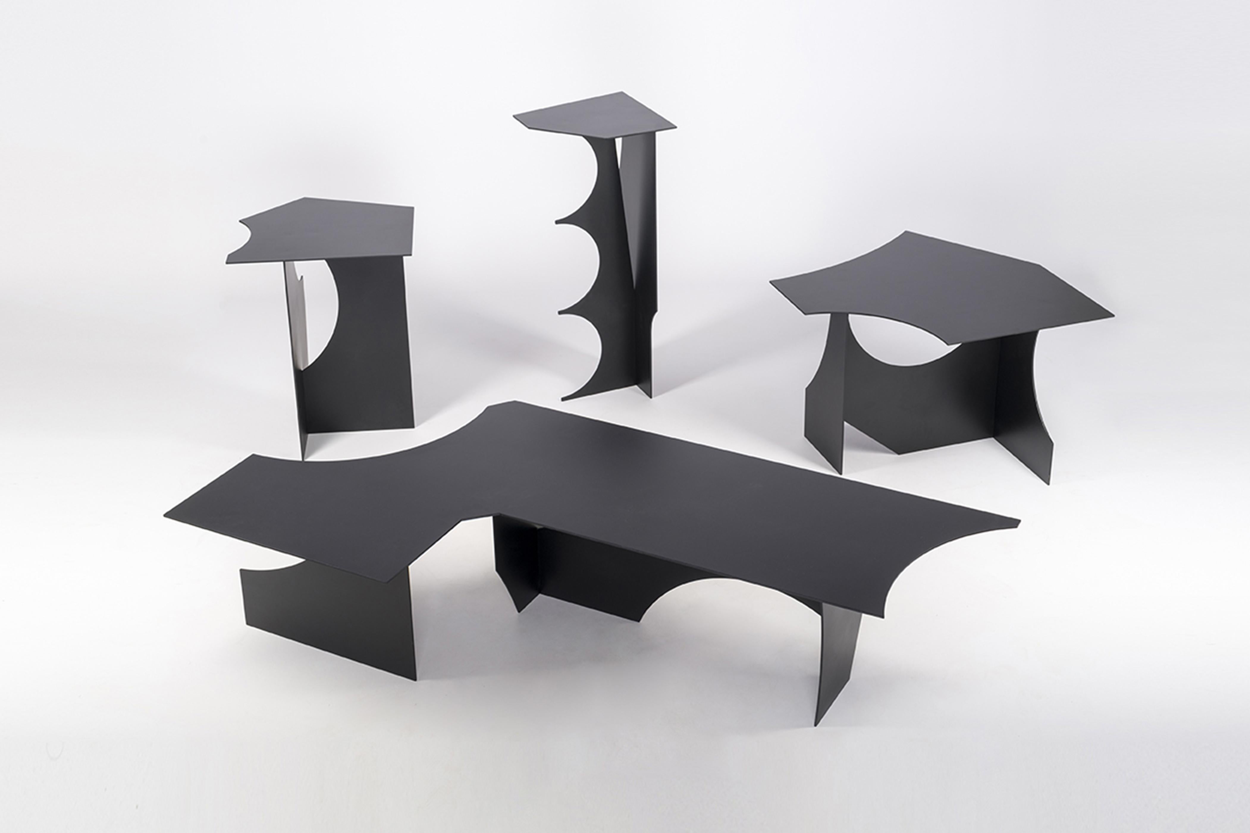 Cutout T02, Contemporary Black Metal Side Table by Millim Studio In New Condition For Sale In Frascati, RM