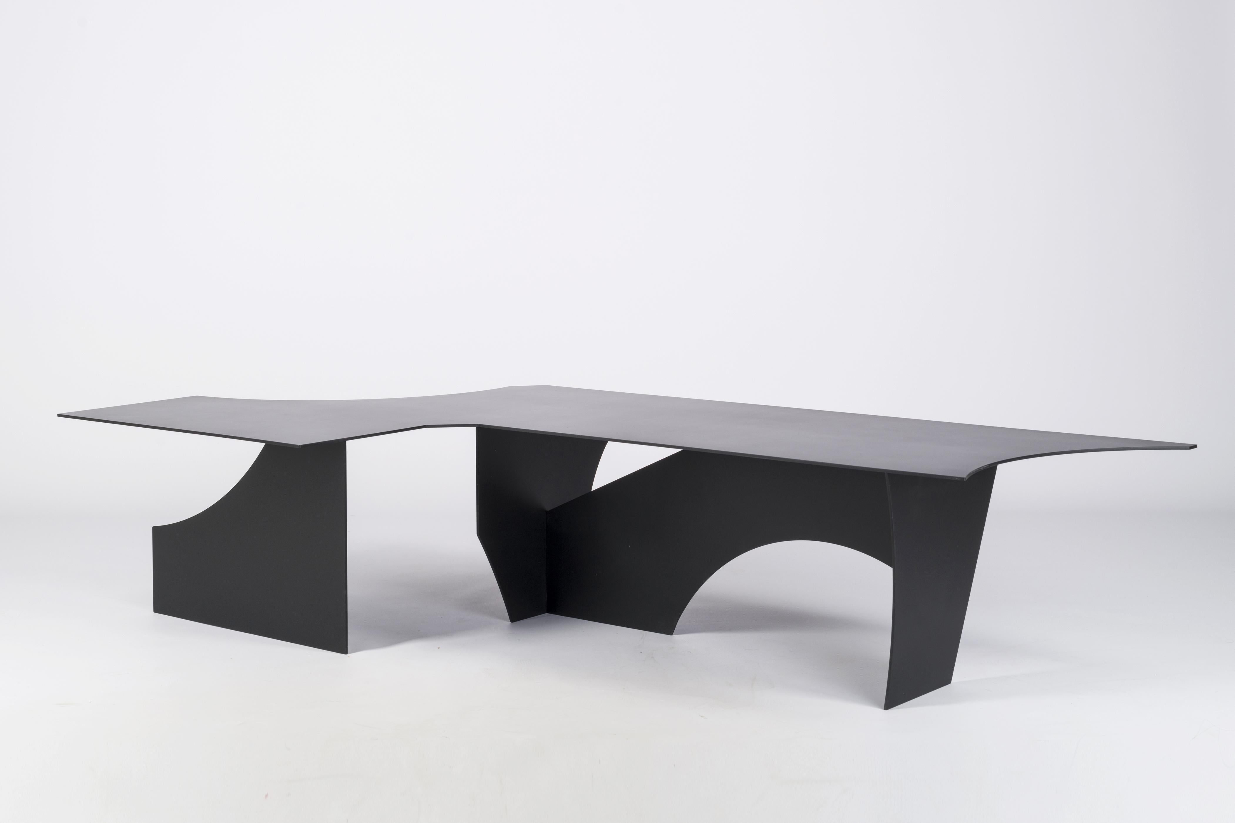 Modern Cutout T04, Contemporary Black Metal Coffee Table by Millim Studio For Sale