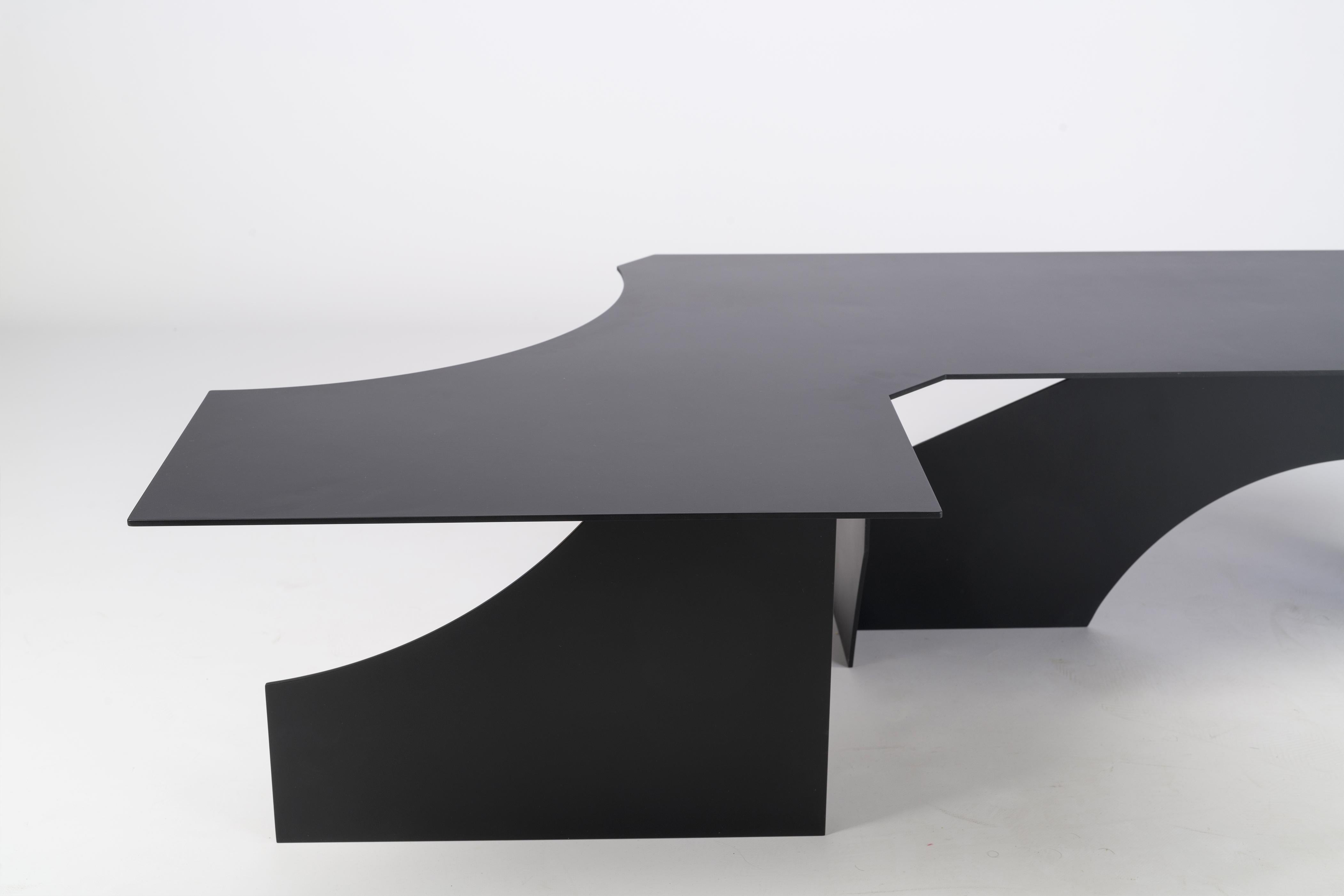 Italian Cutout T04, Contemporary Black Metal Coffee Table by Millim Studio For Sale