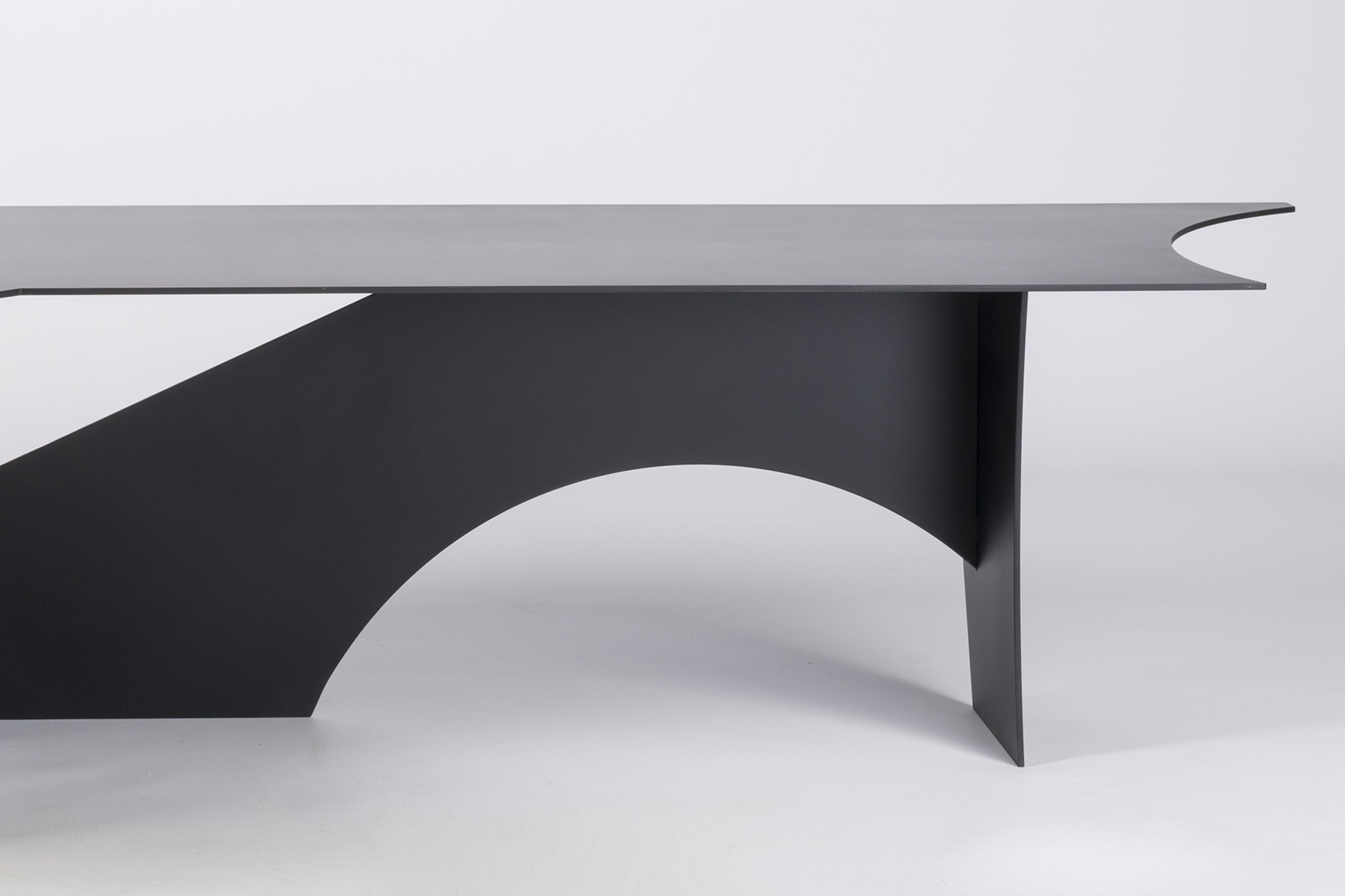 Varnished Cutout T04, Contemporary Black Metal Coffee Table by Millim Studio For Sale